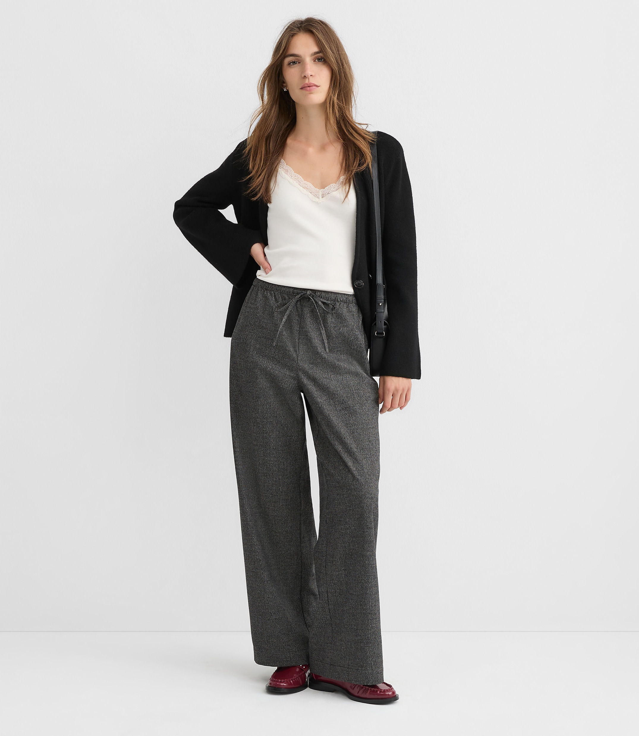 Petite Sawyer Pull On Pants in Houndstooth Brushed Flannel