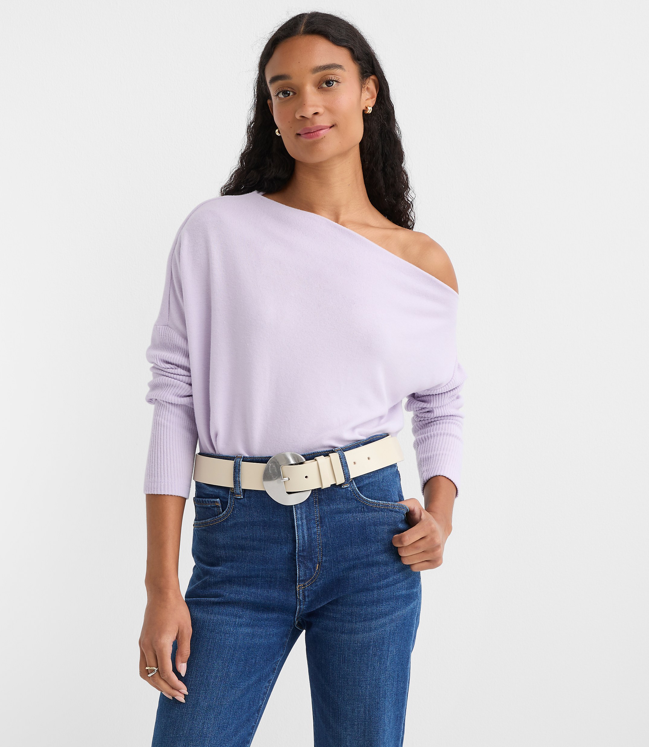 Petite Ribtrim Jersey Off The Shoulder Top