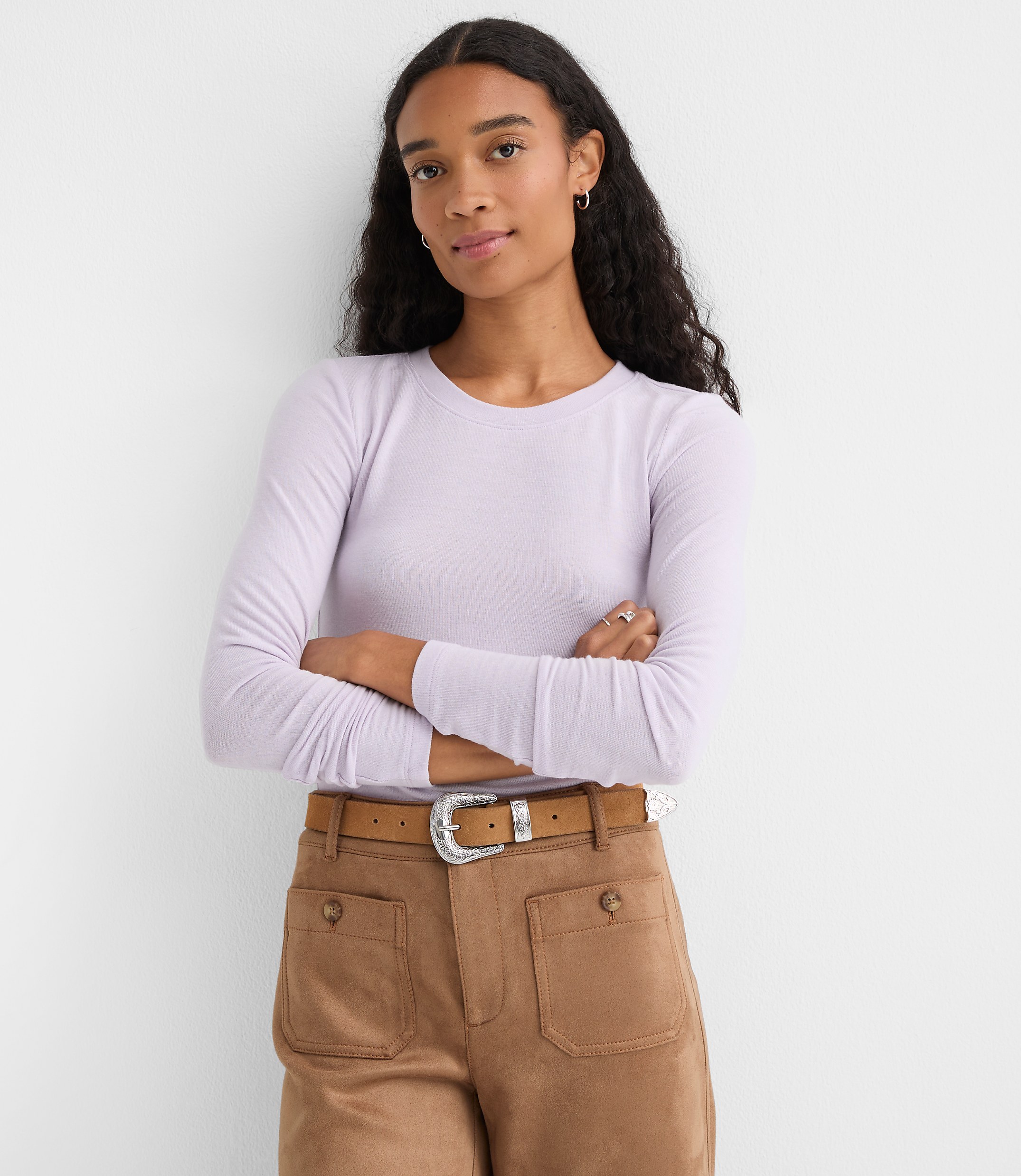 Sweater Knit Long Sleeve Tee