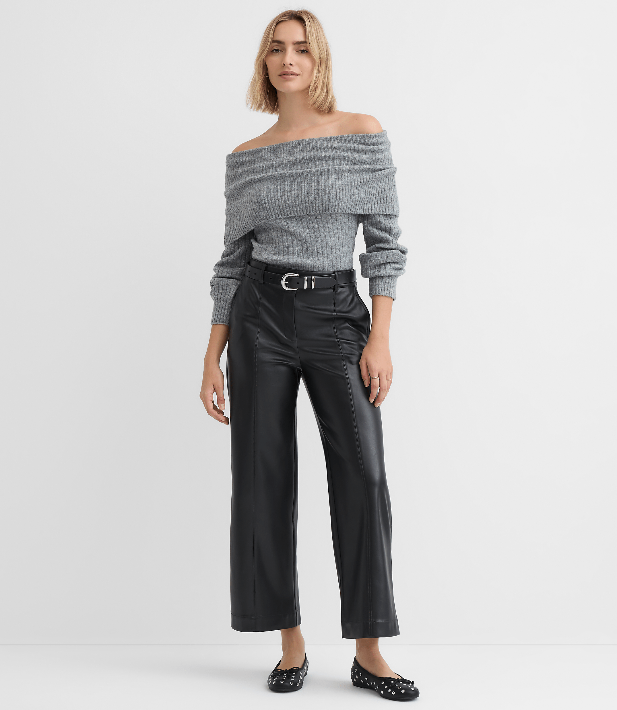 Tall Wide Leg Pants in Faux Leather
