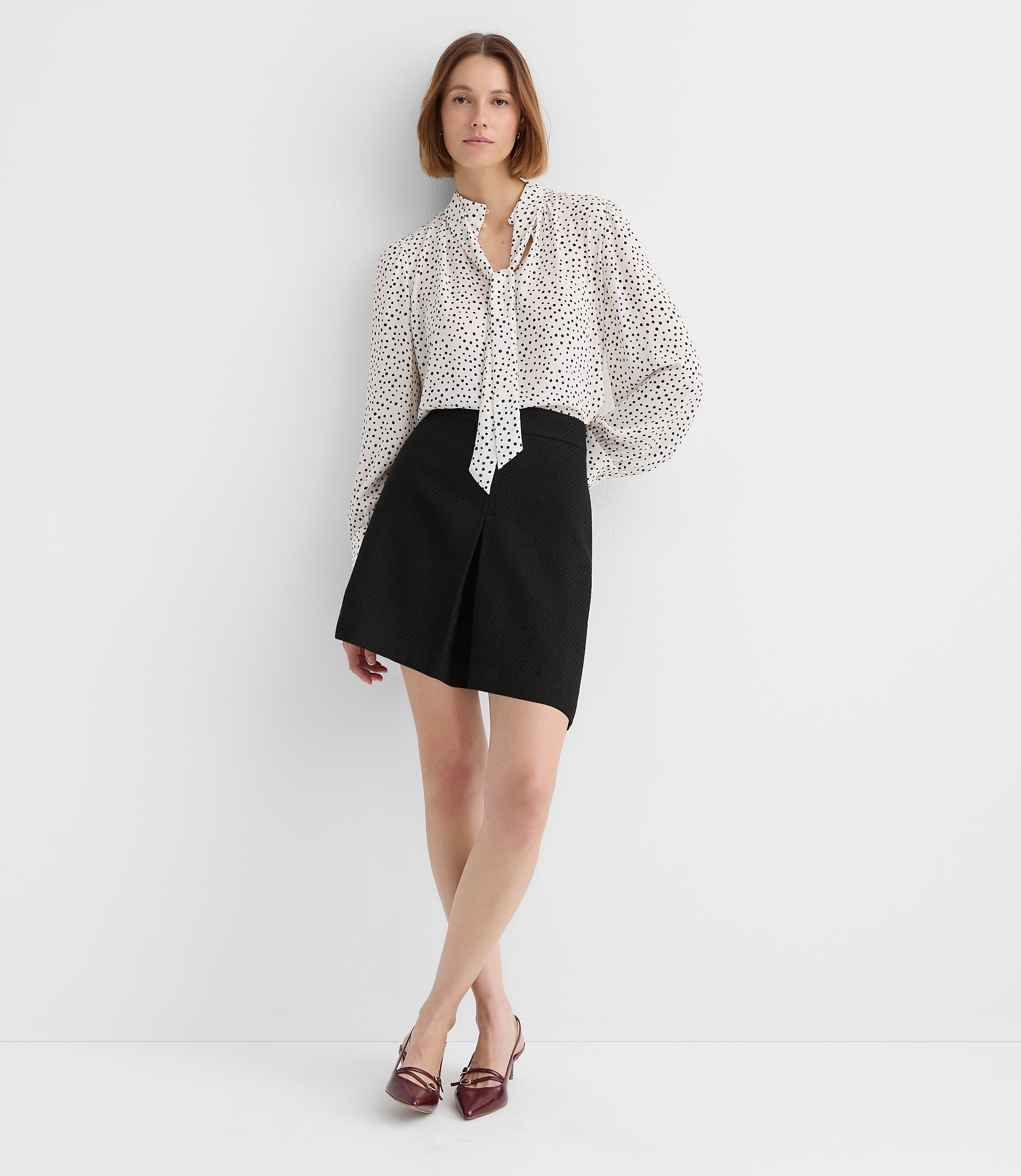 Front Pleated Mini Skirt