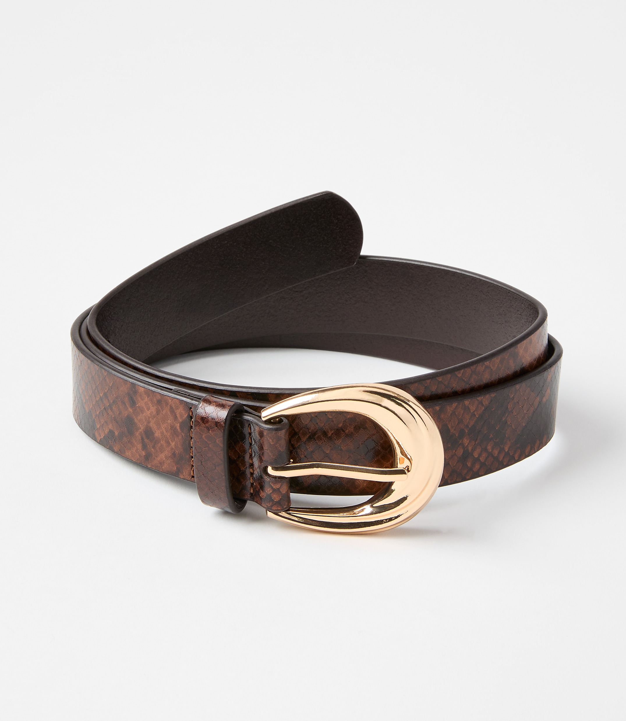 Snake Print Twist Buckle Belt
