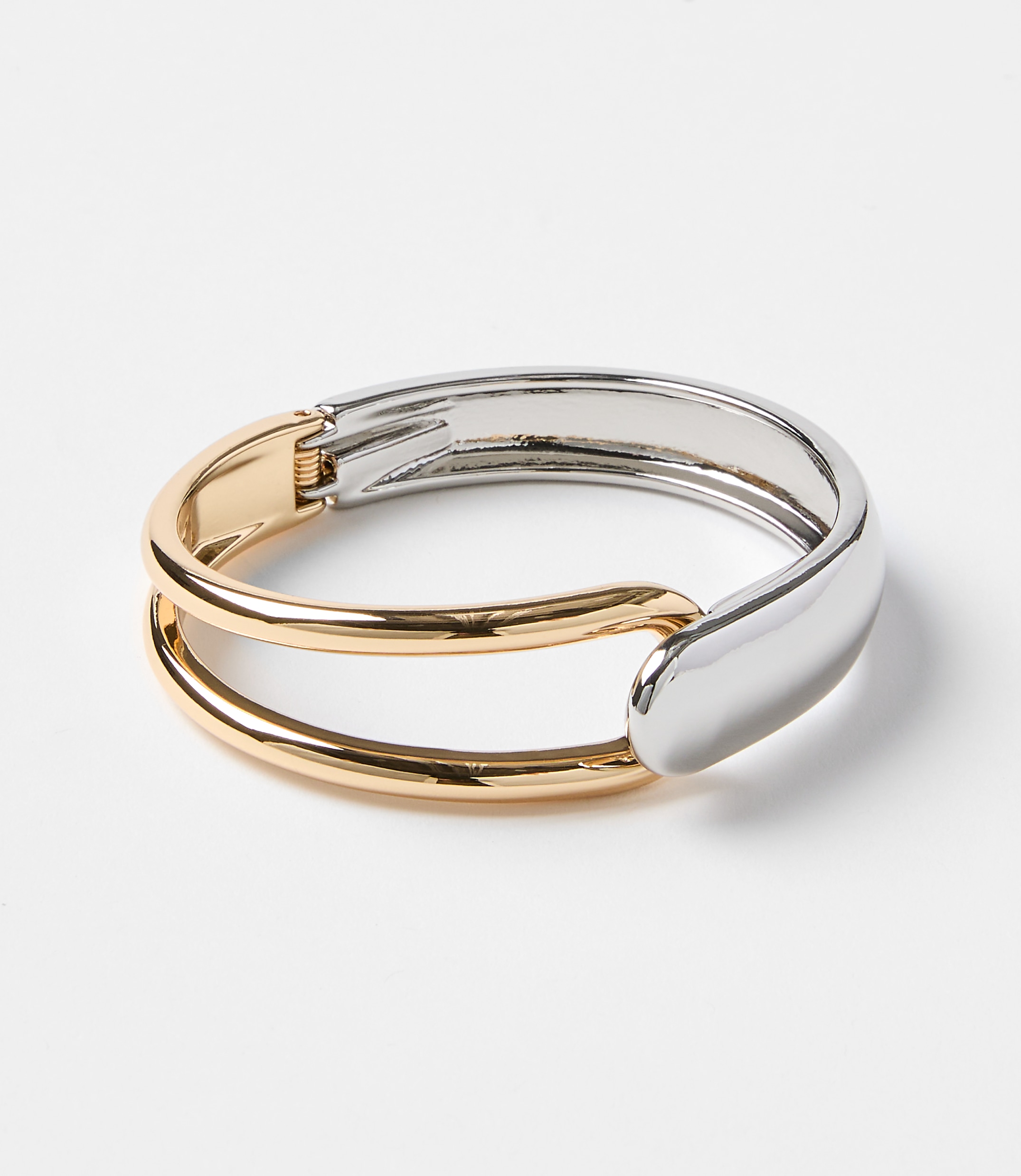 Mixed Metal Open Linked Cuff Bracelet
