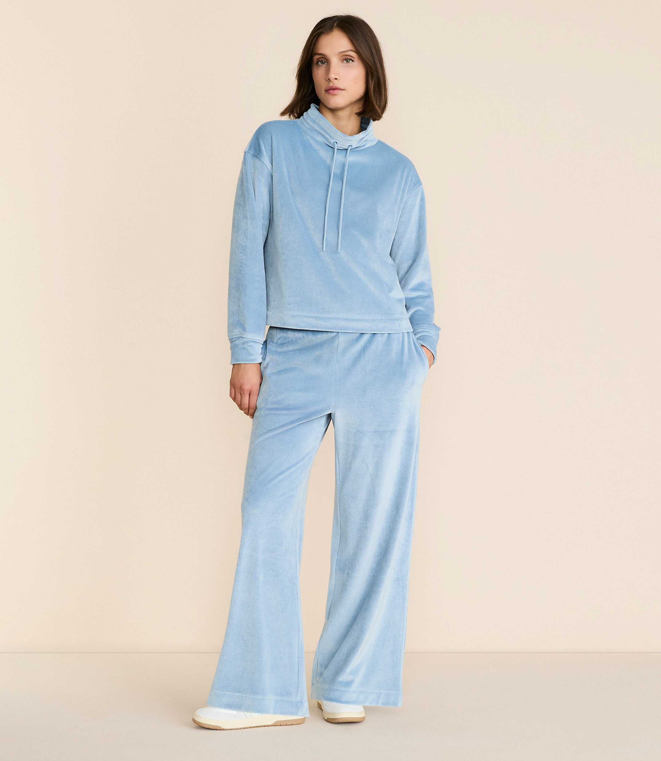 Lou & Grey Ribbed Velour Side Slit Wide Leg Pants