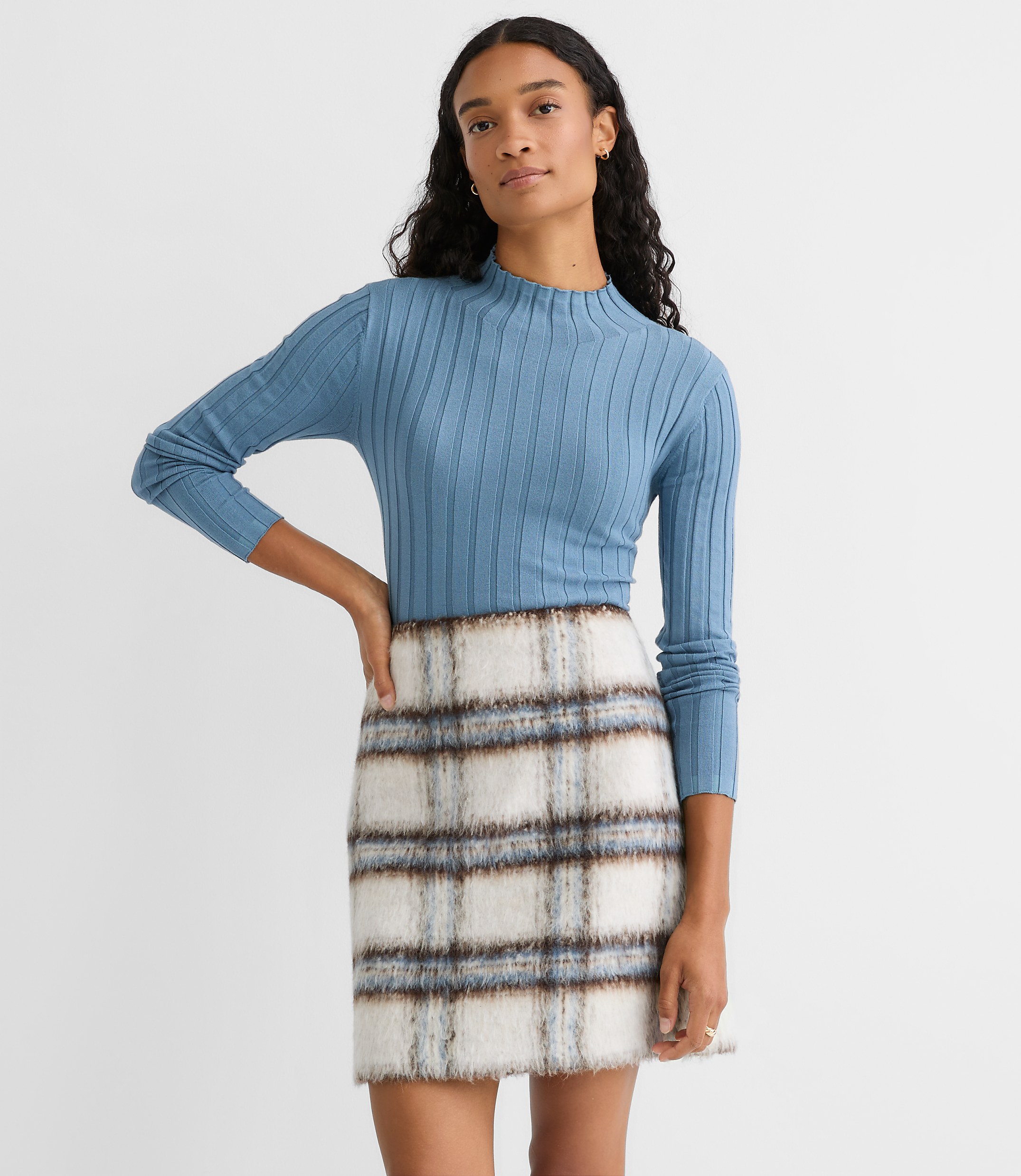 Petite Ribbed Mock Neck Sweater