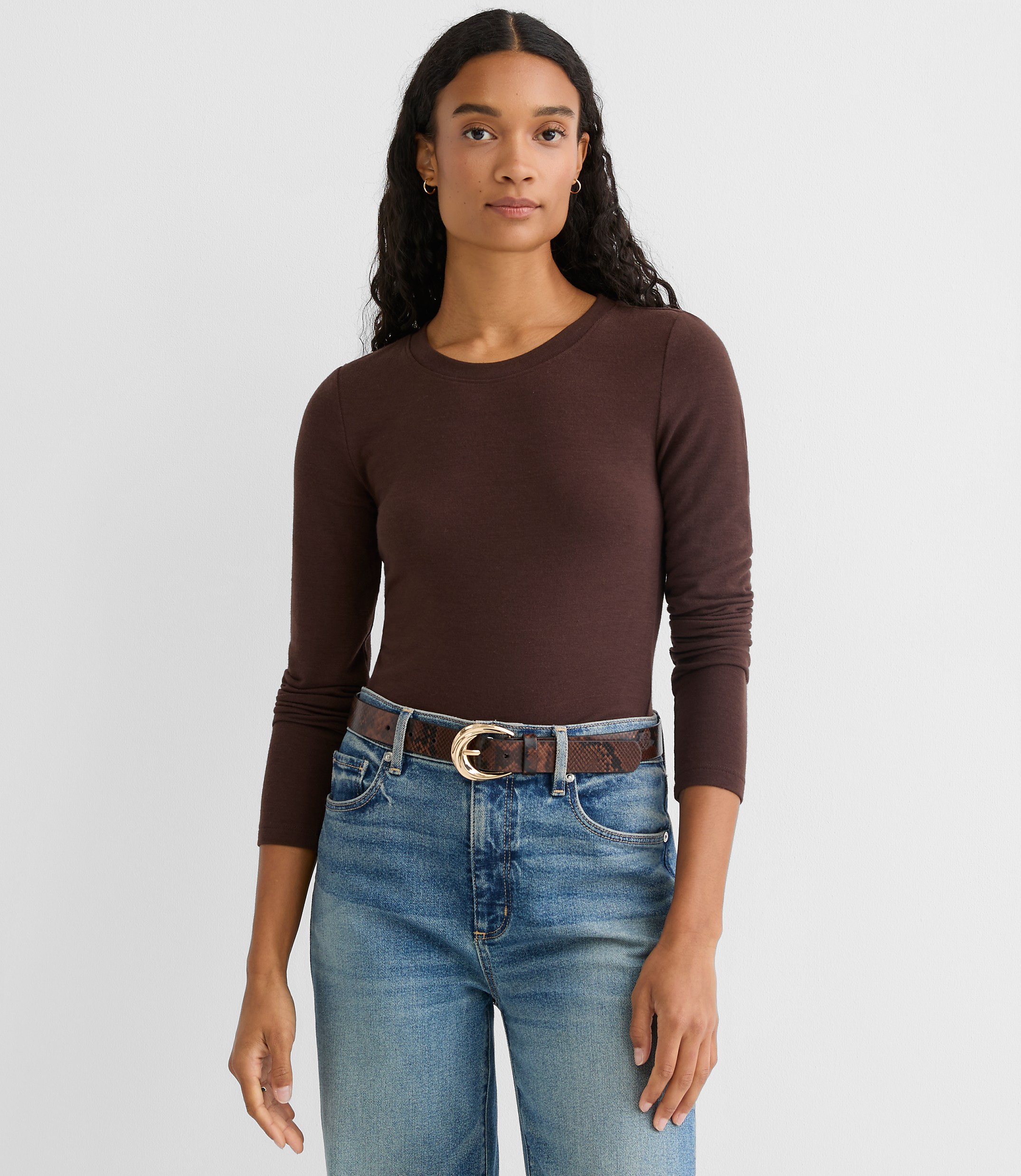 Sweater Knit Long Sleeve Tee