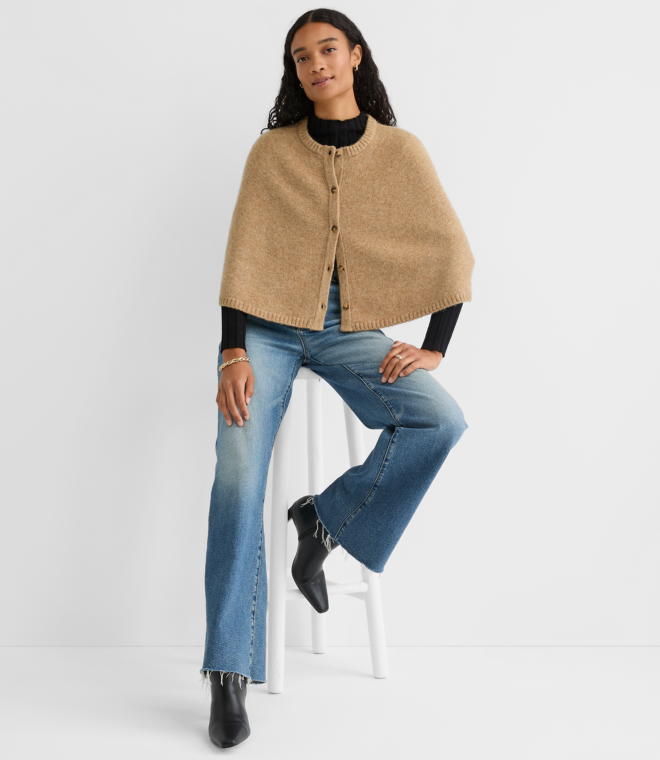 Button Cape Sweater