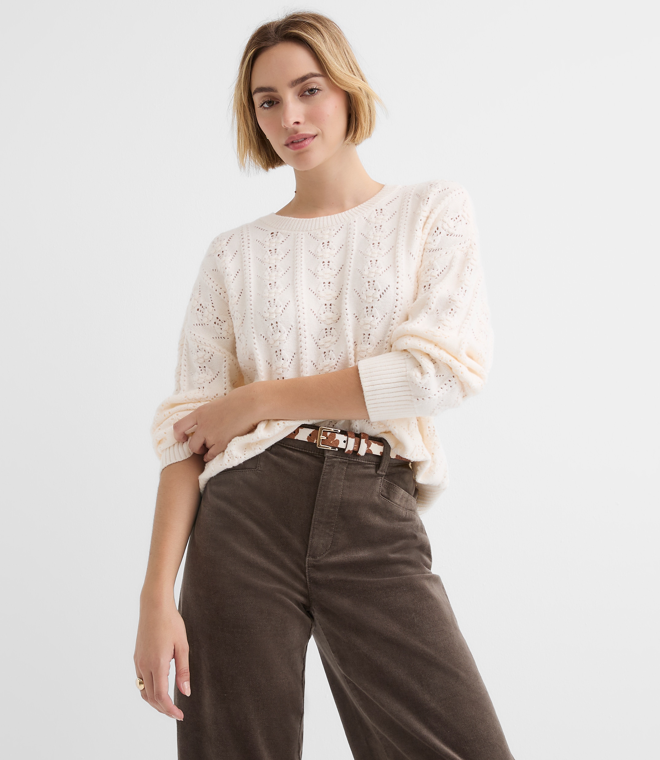 Bobble Pointelle Sweater
