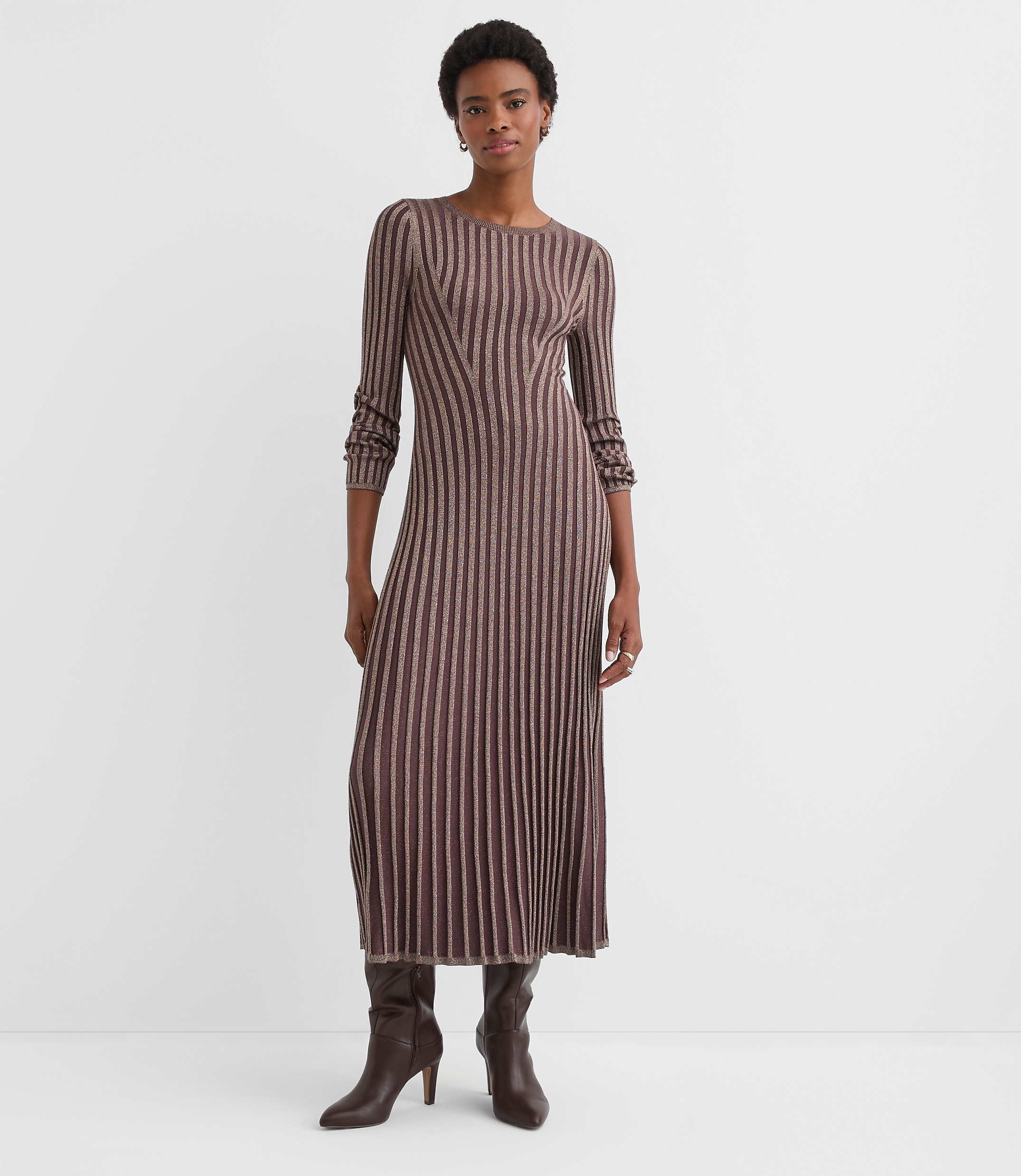 Petite Shimmer Ribbed Mock Neck Maxi Sweater Dress