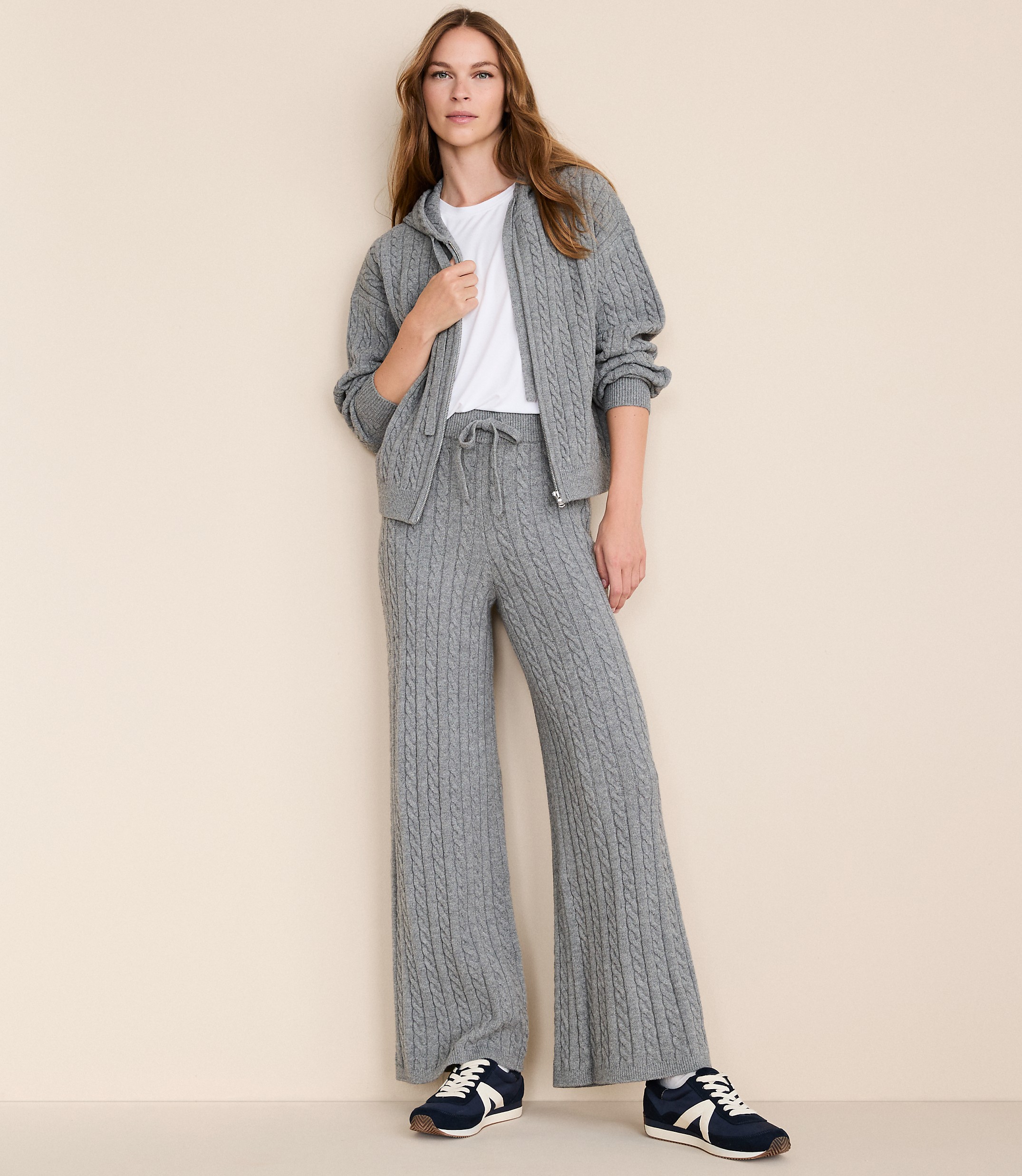Petite Lou & Grey Cable Sweater Wide Leg Pants