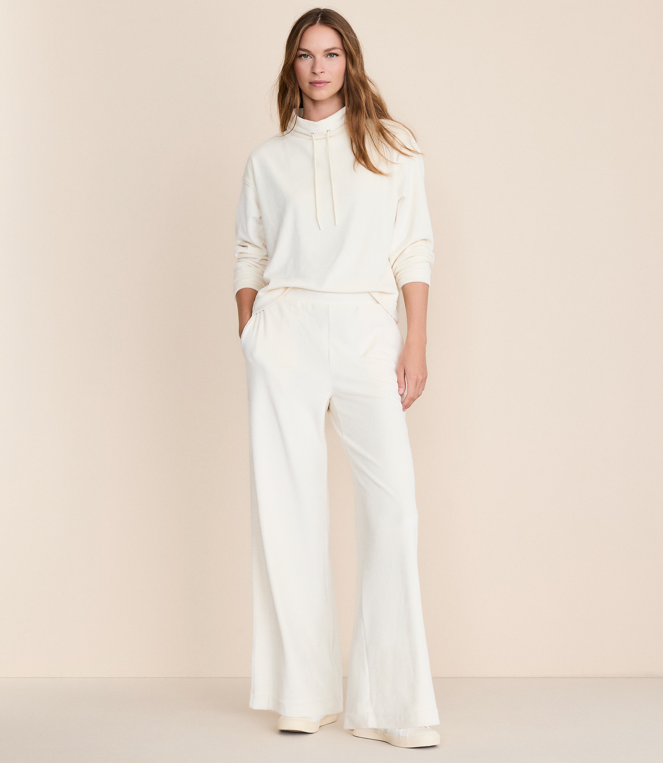 Lou & Grey Ribbed Velour Side Slit Wide Leg Pants