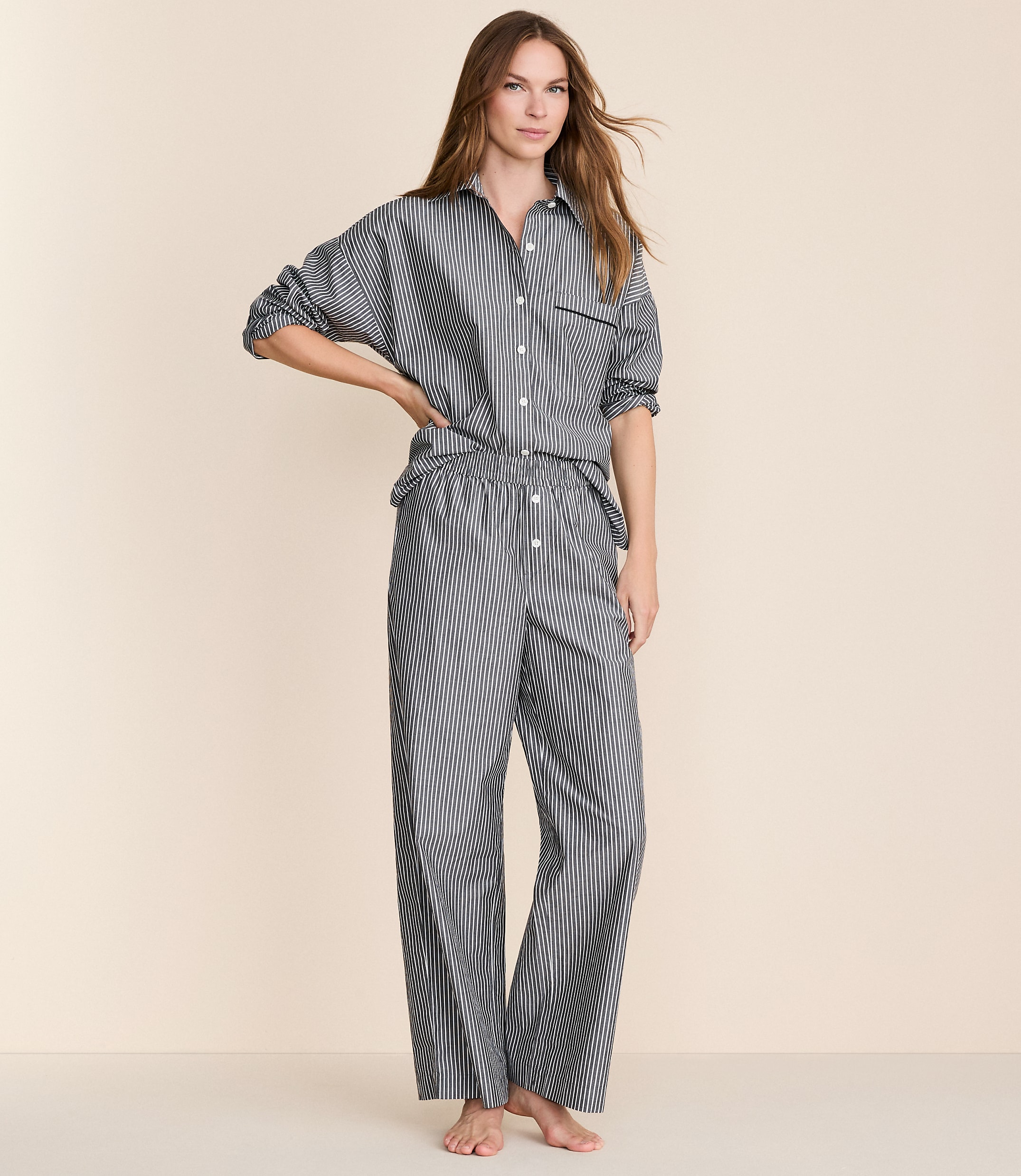 Striped Poplin Pajama Pants