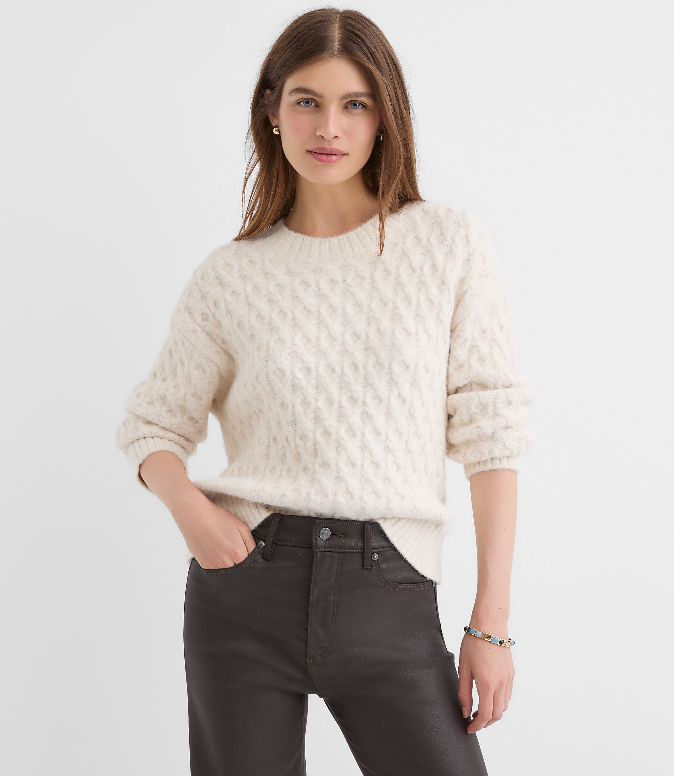 Petite Fuzzy Cable Sweater