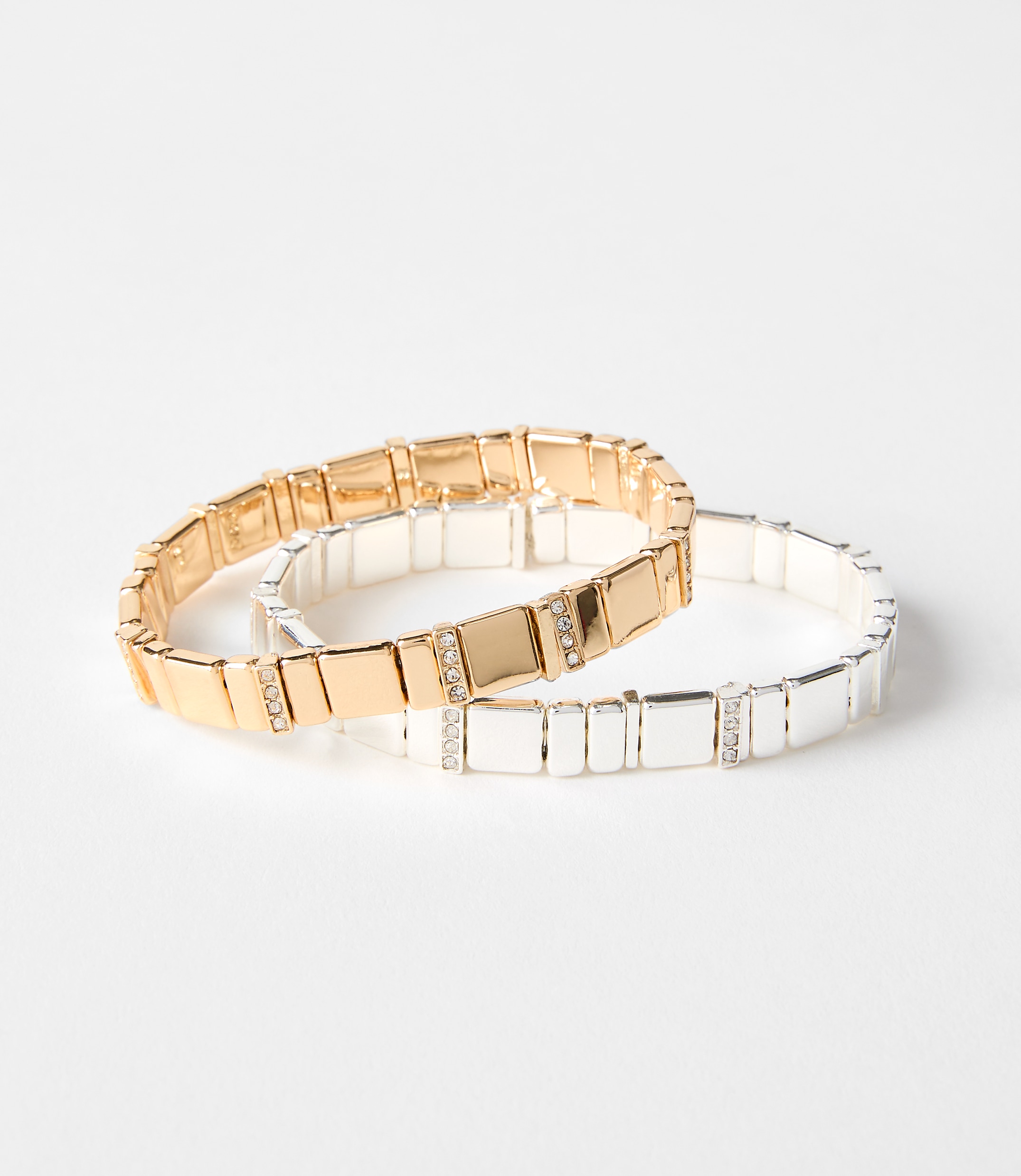 Sparkle Mixed Metal Chicklet Bracelet Set
