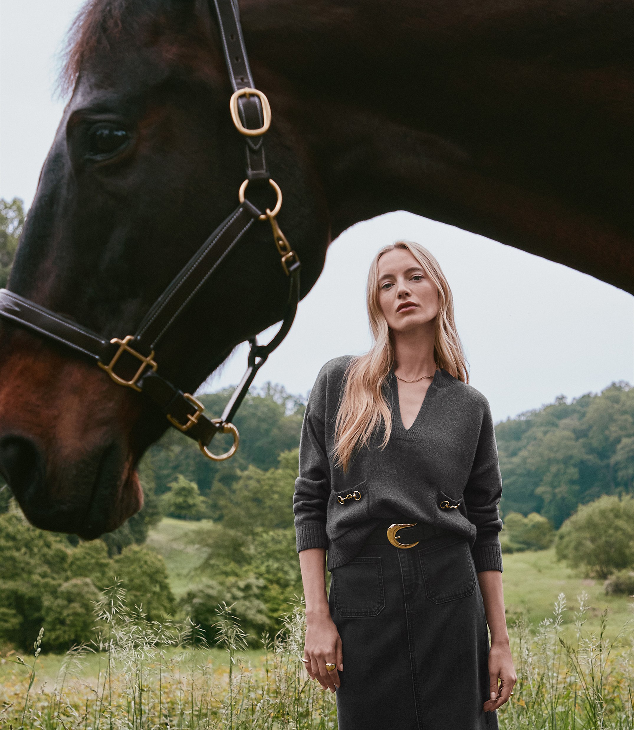 Heathered Horsebit Pocket Sweater