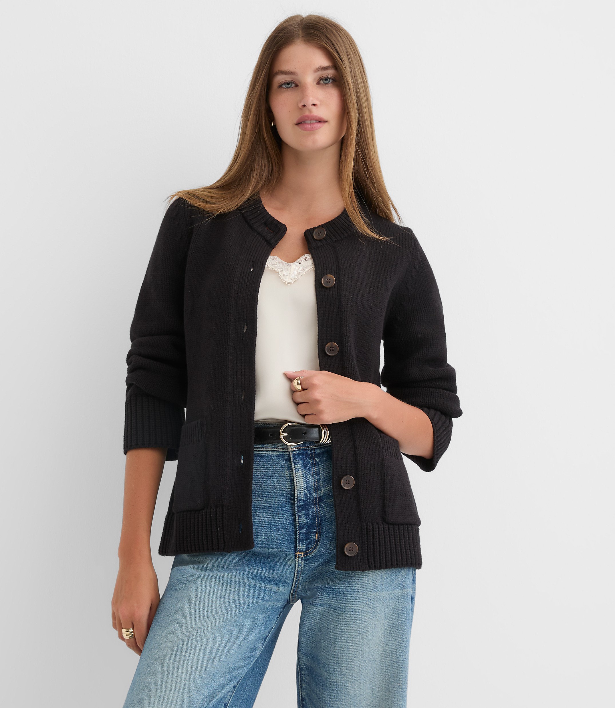 Waisted Patch Pocket Cardigan