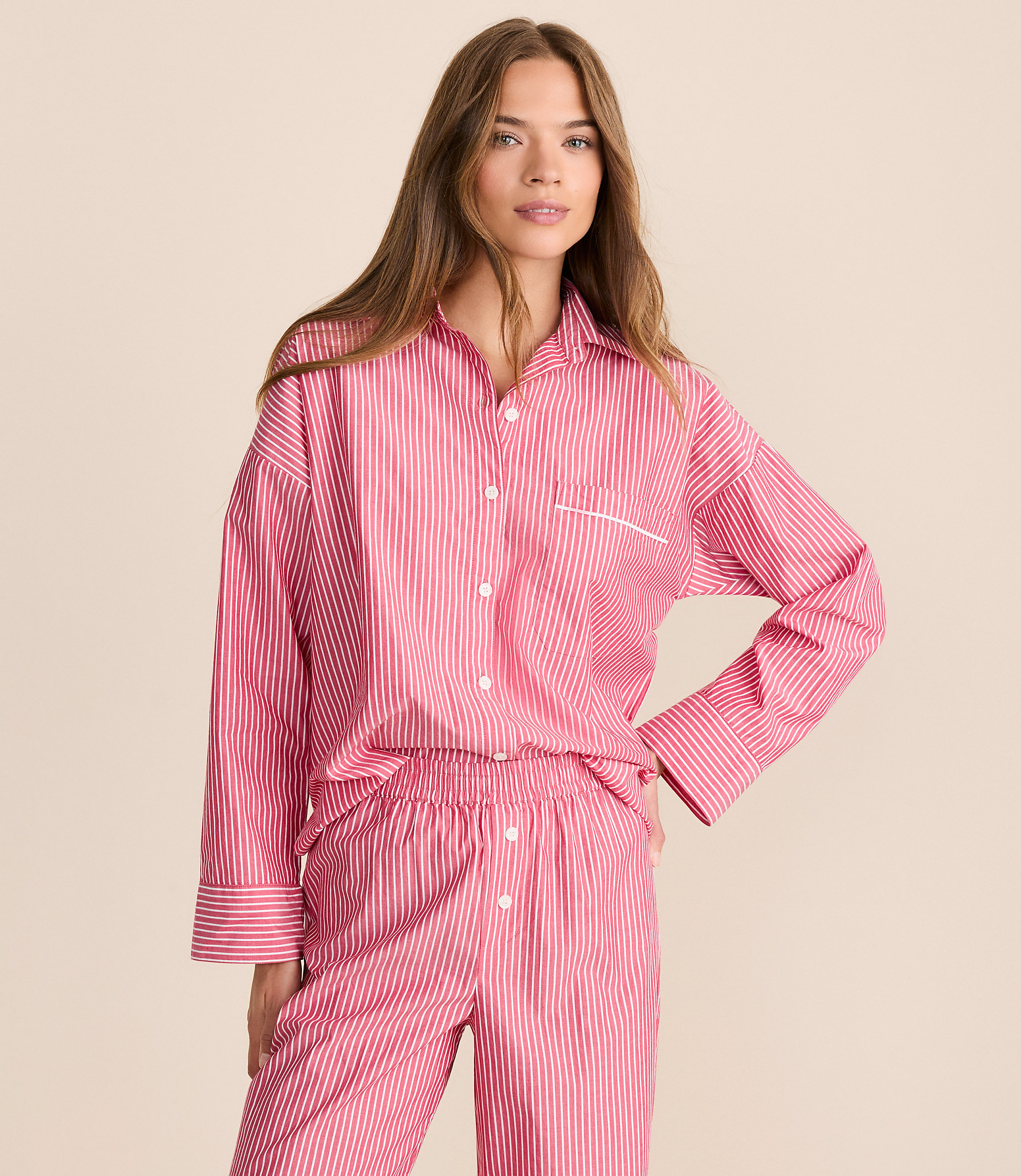 Striped Poplin Pajama Shirt