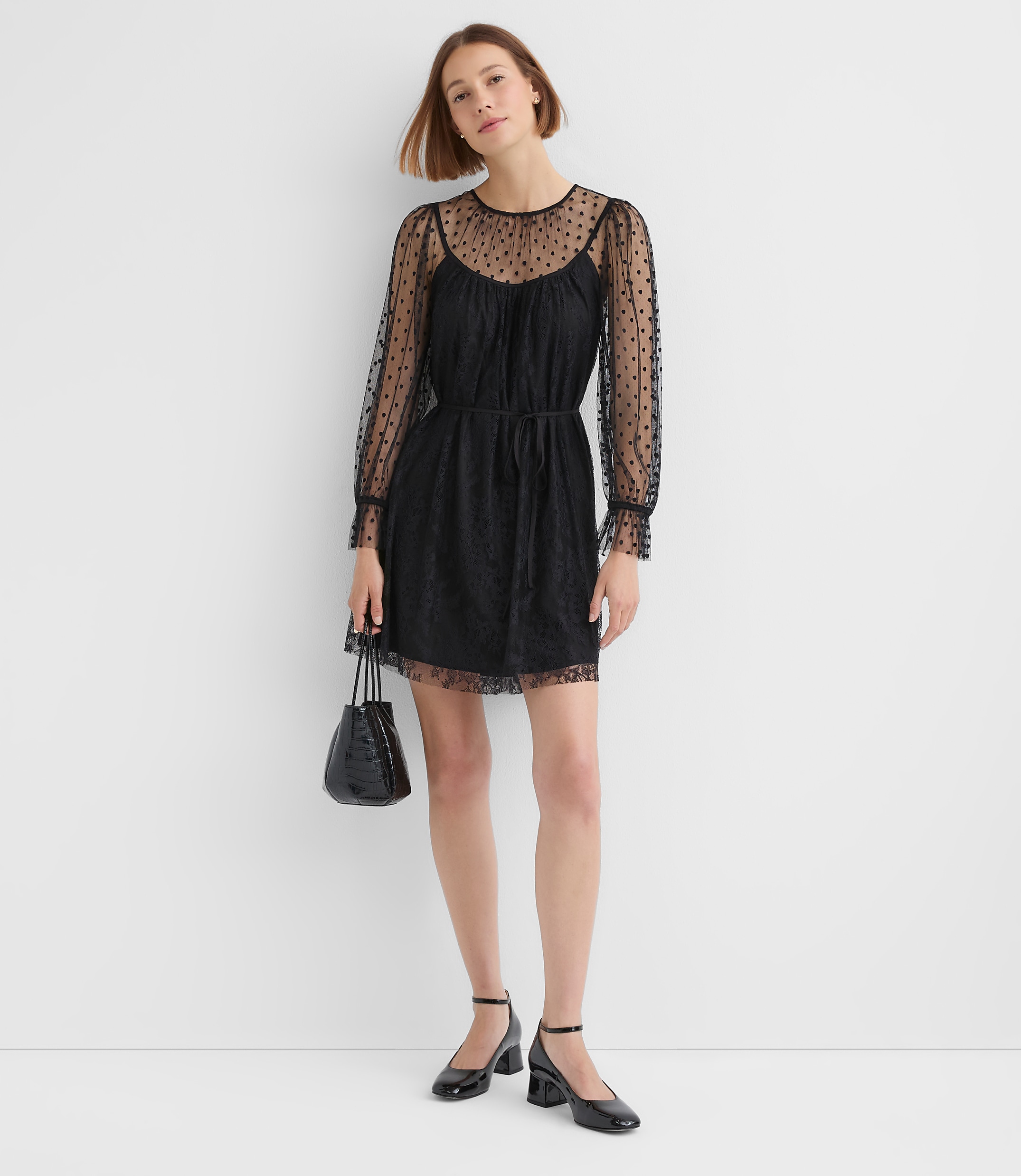 Dotted Chantilly Lace Mini Dress