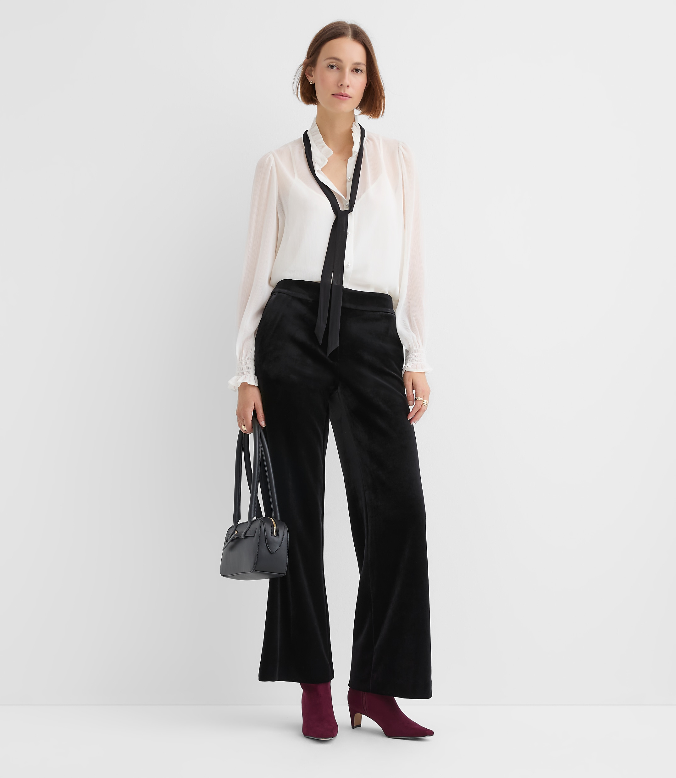 Clean Wide Leg Pants in Velvet