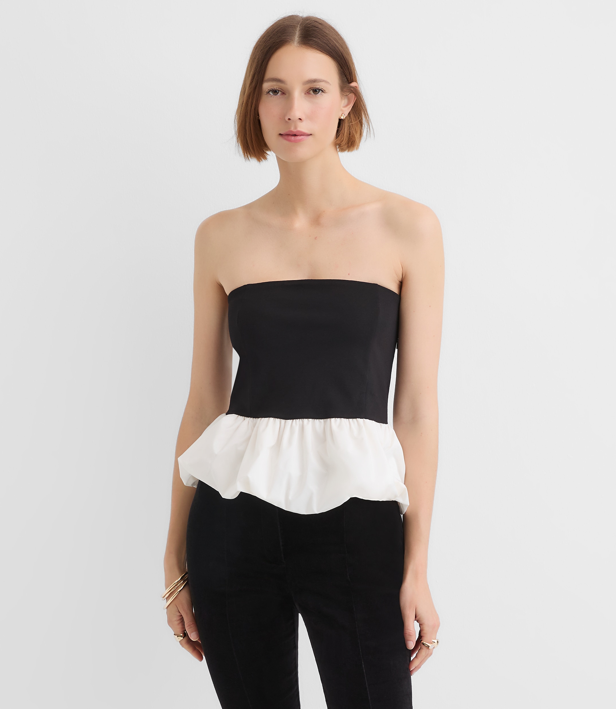 Taffeta Ponte Strapless Bubble Top