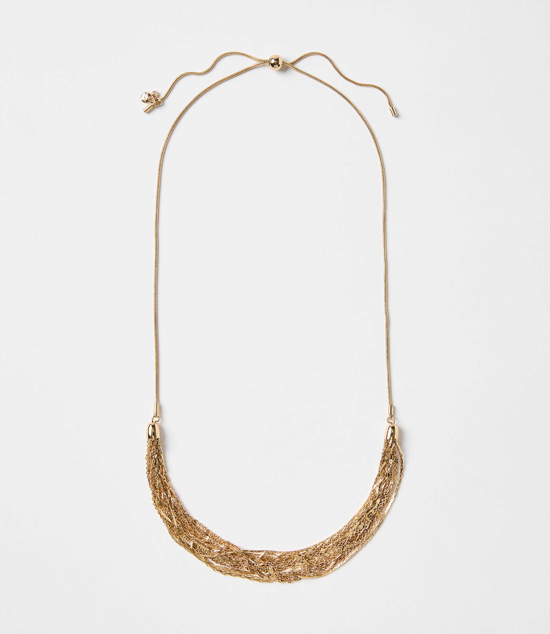 Multistrand Chain Pull Tie Necklace