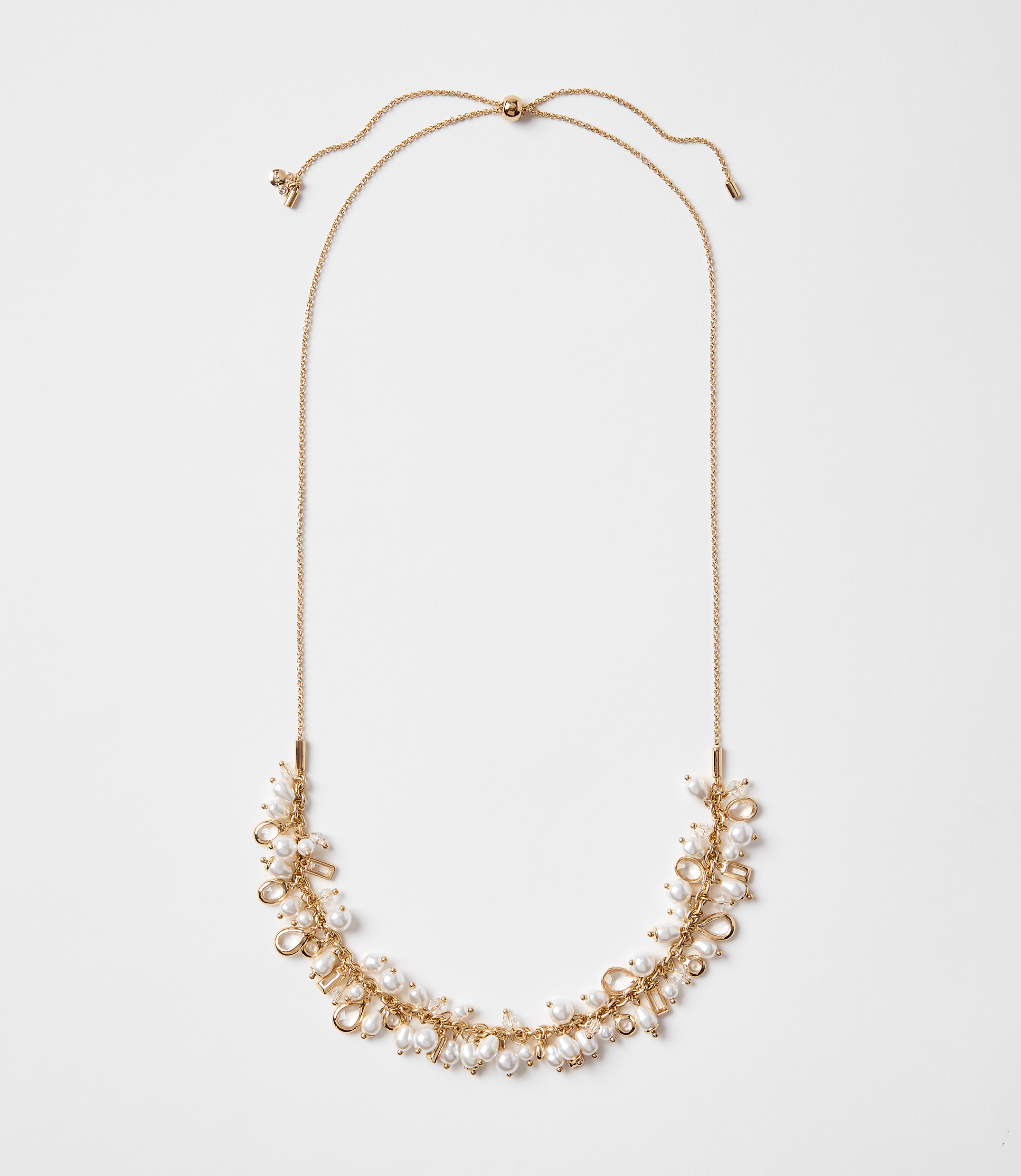 Pearlized Pull Tie Torsade Necklace
