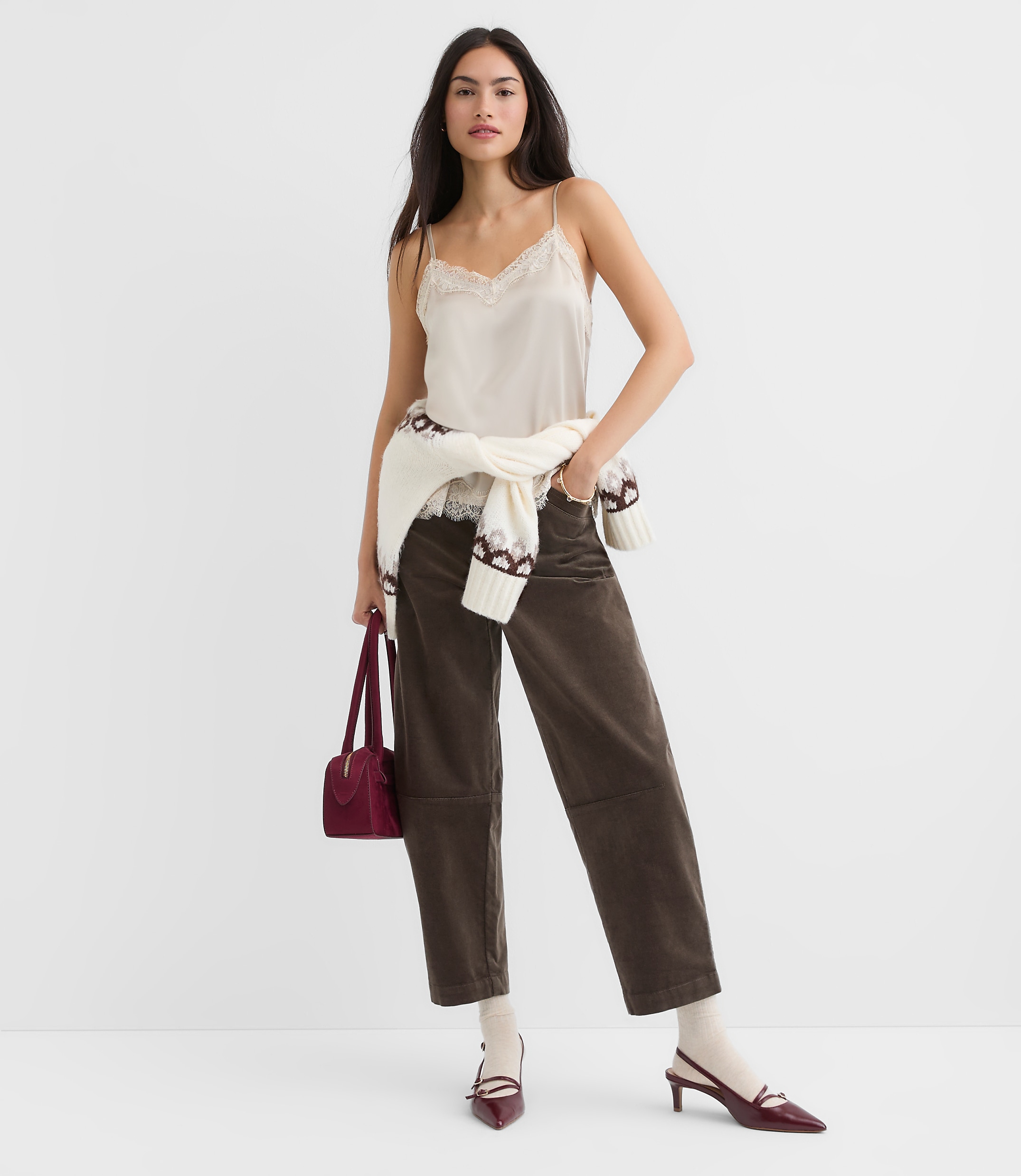 Petite Lace Trim Satin Cami