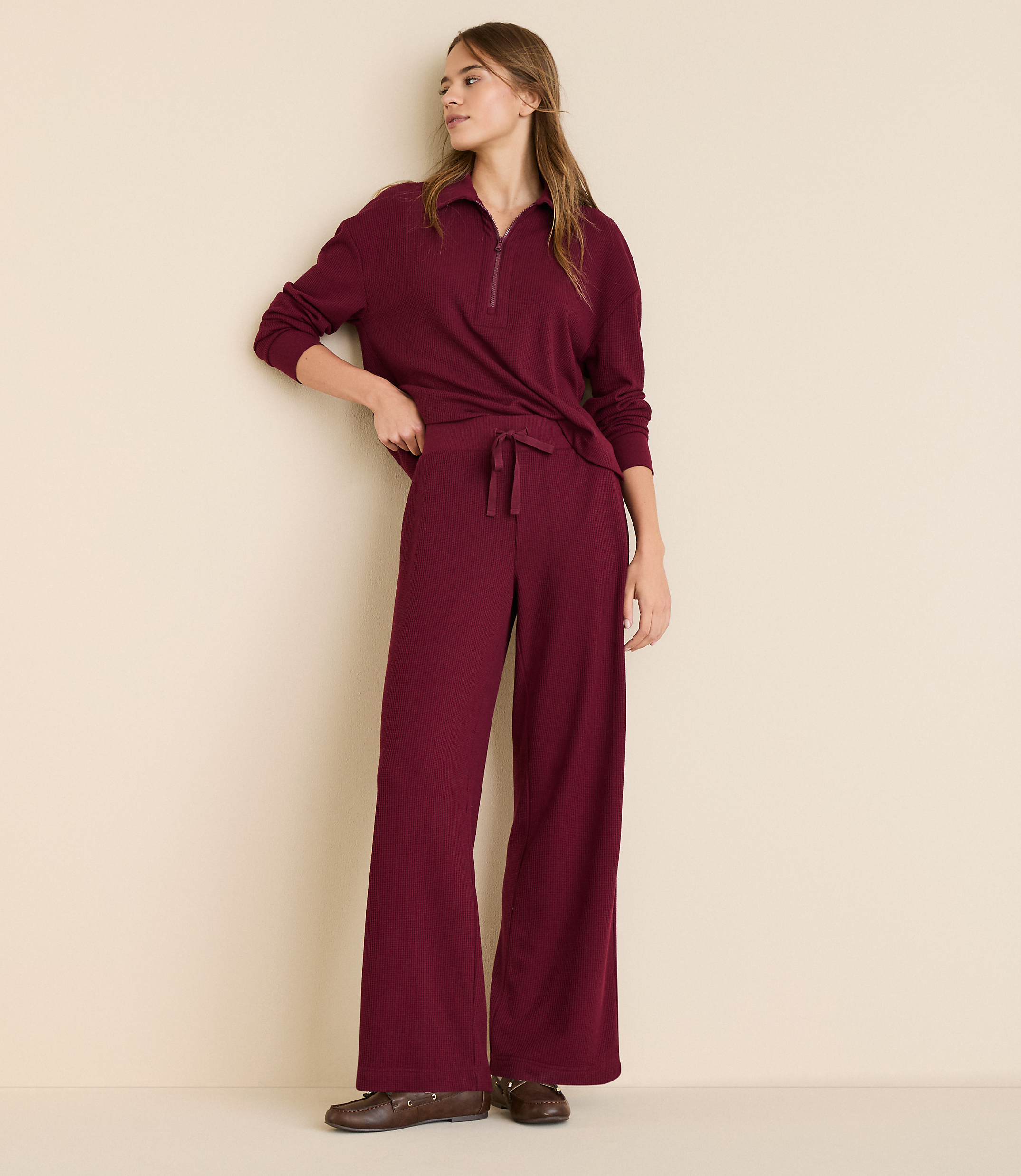 Petite Lou & Grey Upstate Waffle Wide Leg Pants