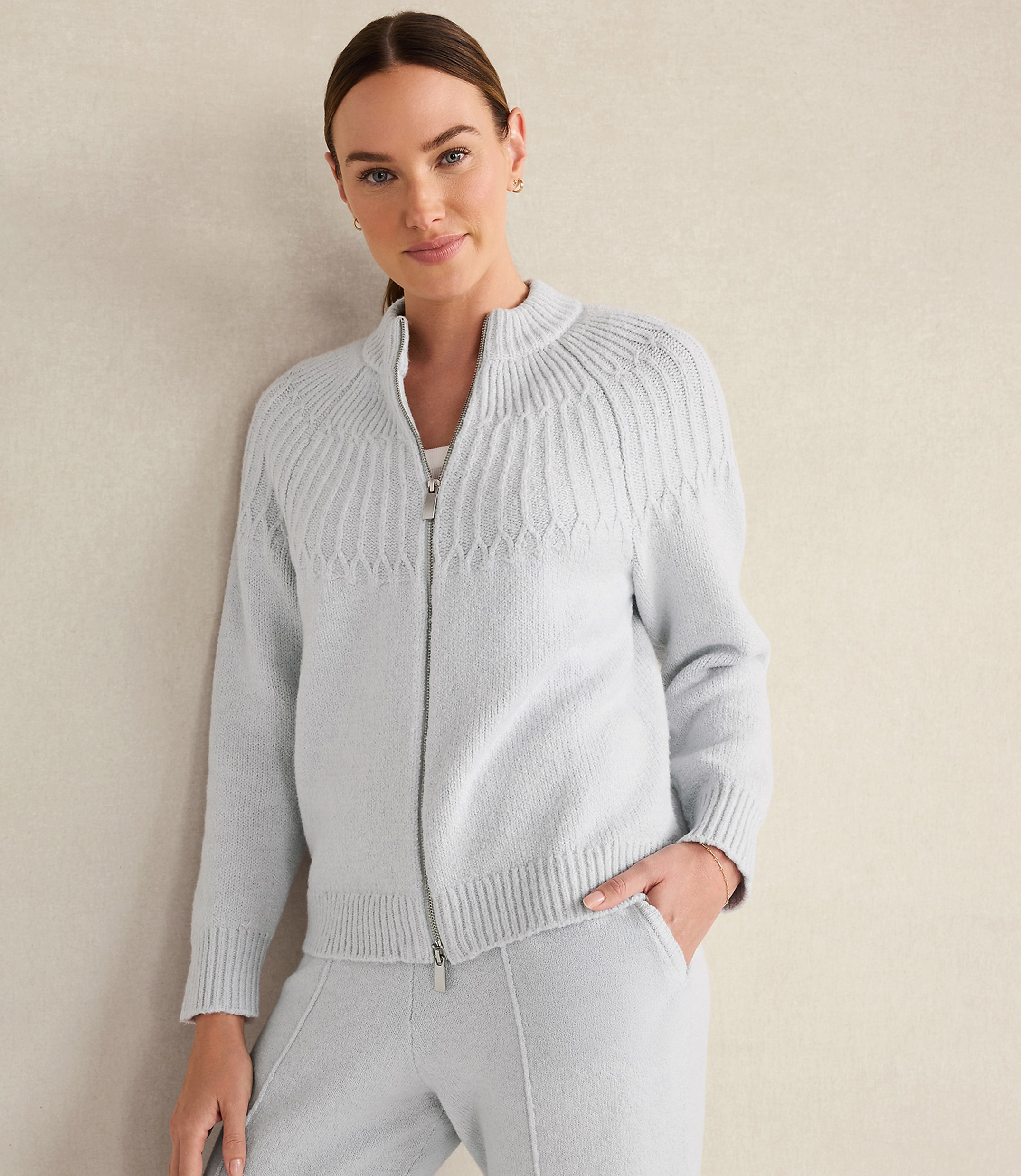 Haven Well Within Organic Cotton Blend Fair Isle Stitch Bomber