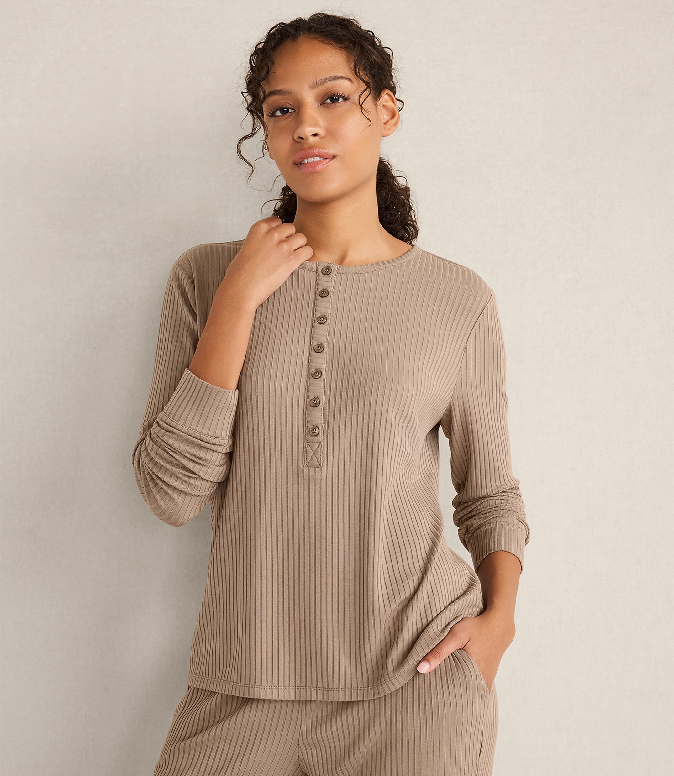 Haven Well Within Drapey Rib Knit Henley