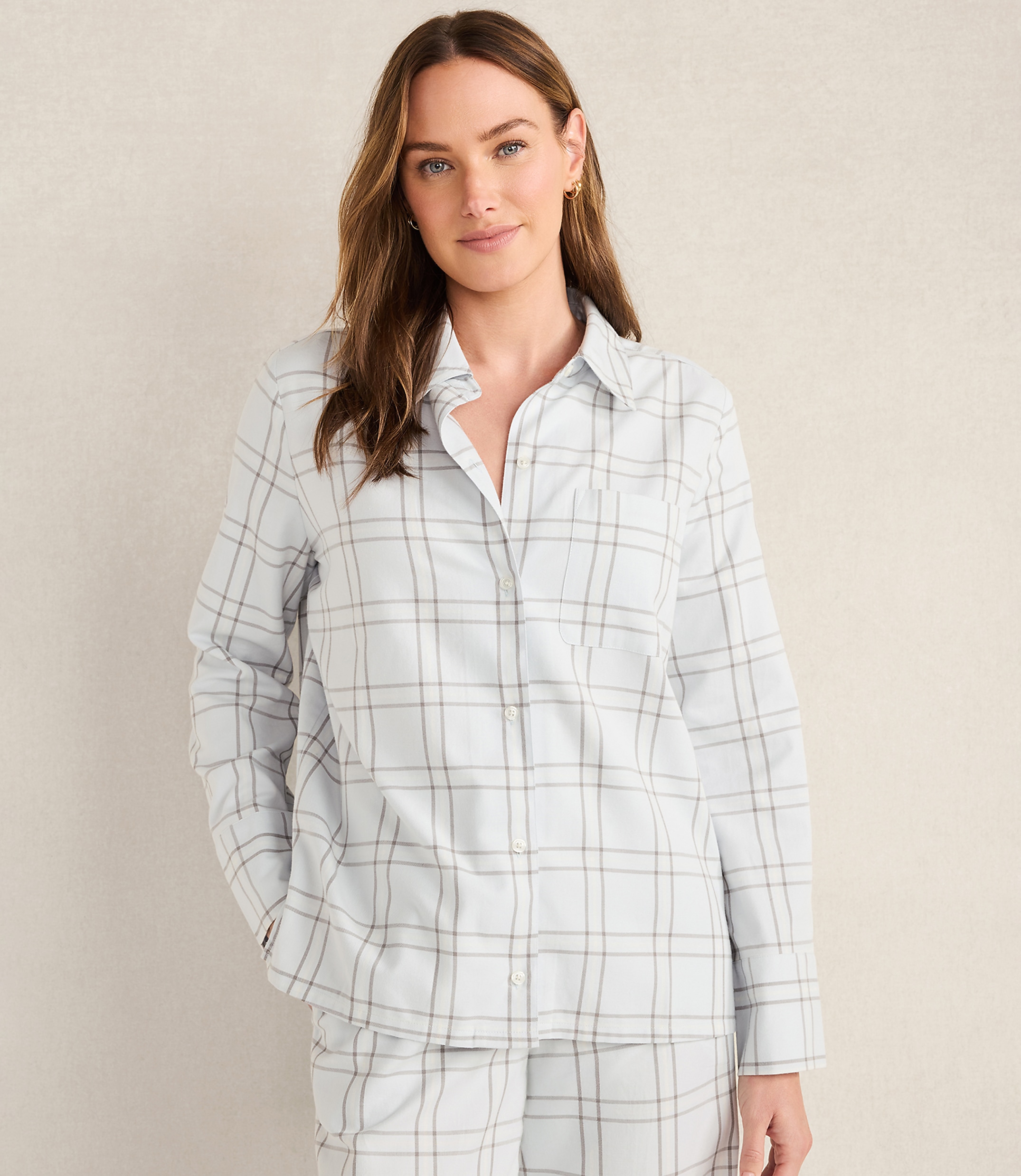 Haven Well Within Lightweight Flannel Windowpane Pajama Top