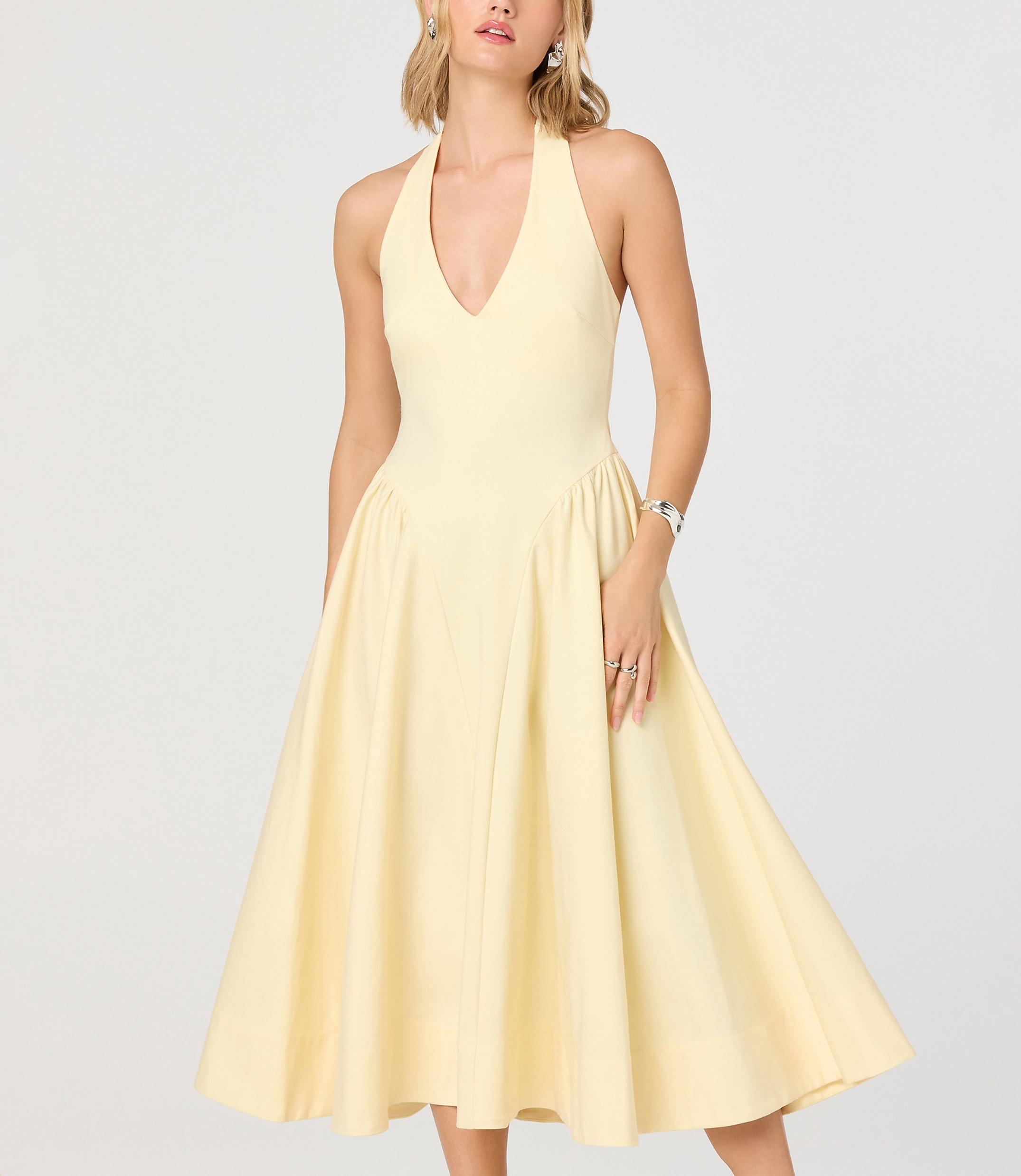 Astr The Label Meana V-Neck Halter Mini Dress