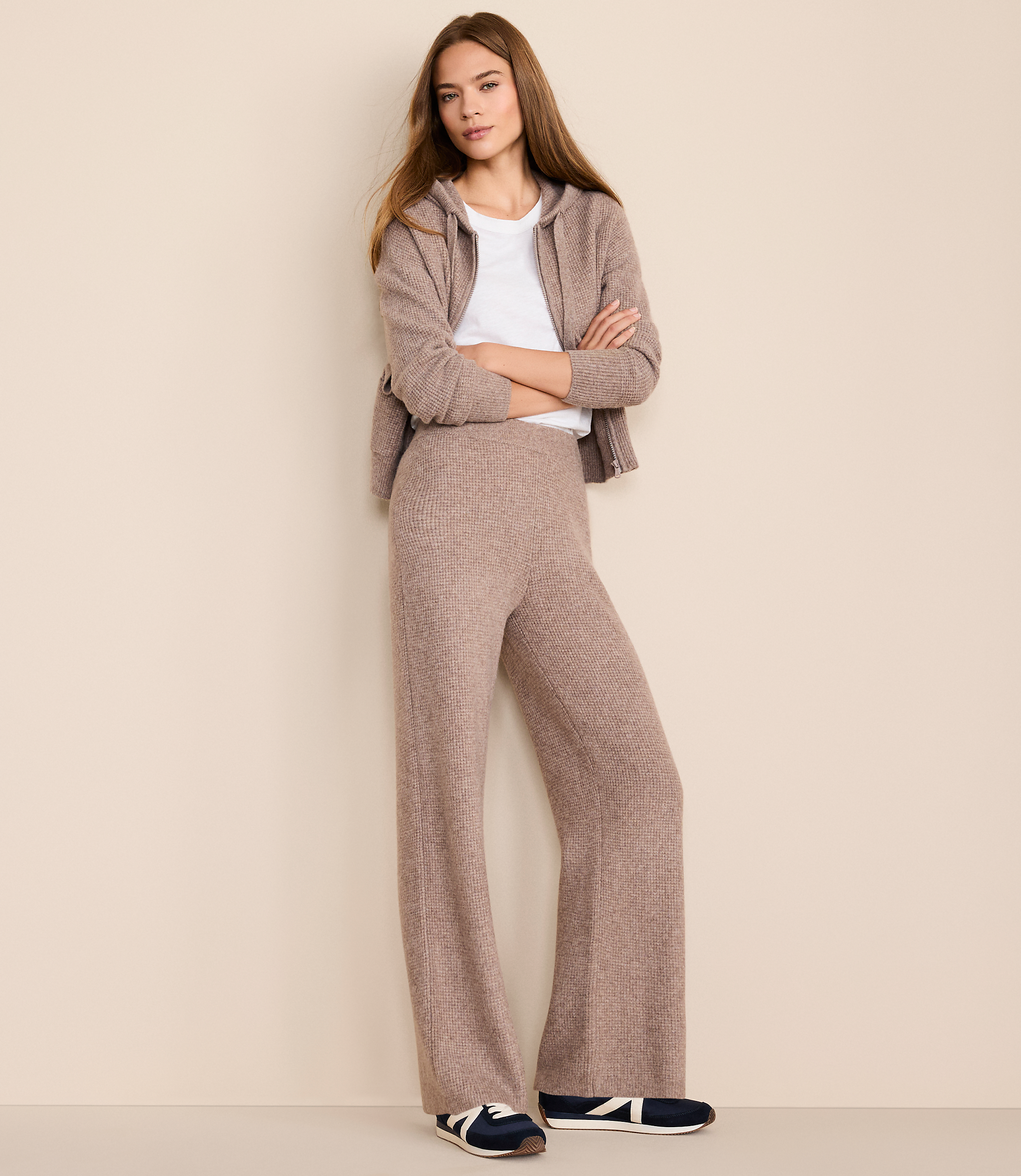 Lou & Grey Heathered Waffle Cloudstitch Wide Leg Pants
