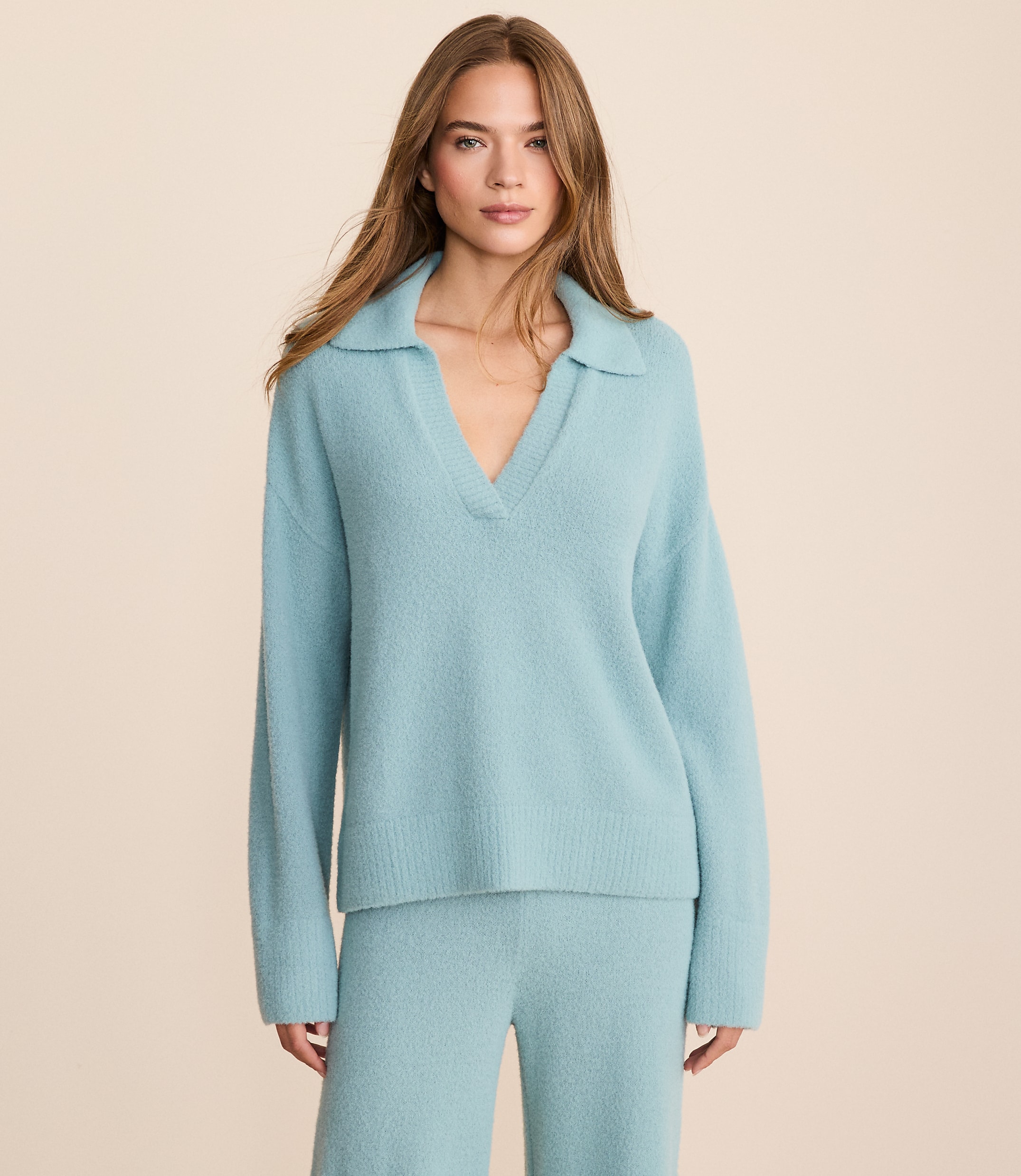 Lou & Grey Fuzzy Polo Sweater