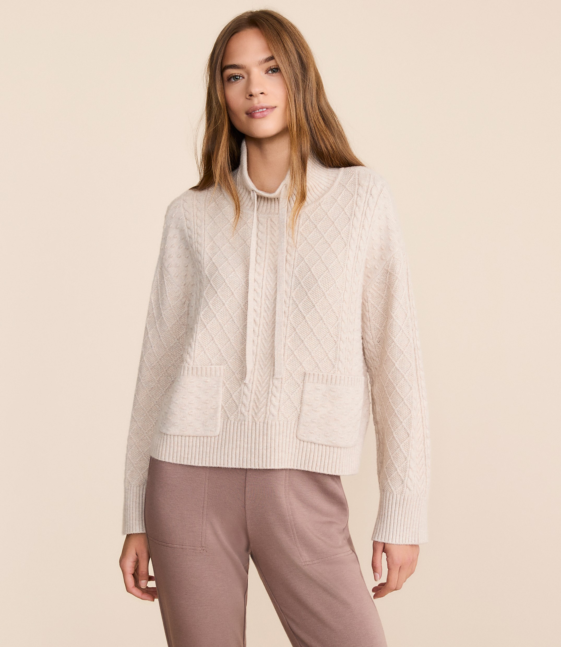Lou & Grey Bobble Drawstring Neck Sweater