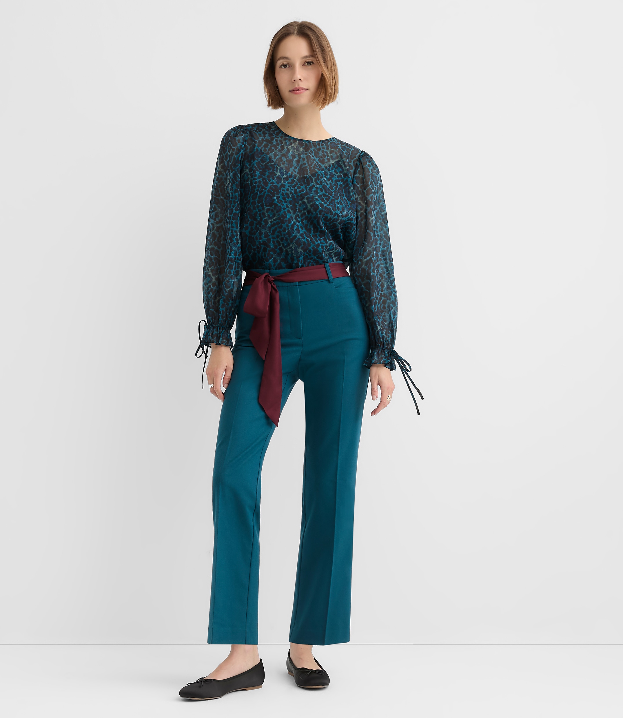 Petite Parker Straight Pants in Brushed Flannel