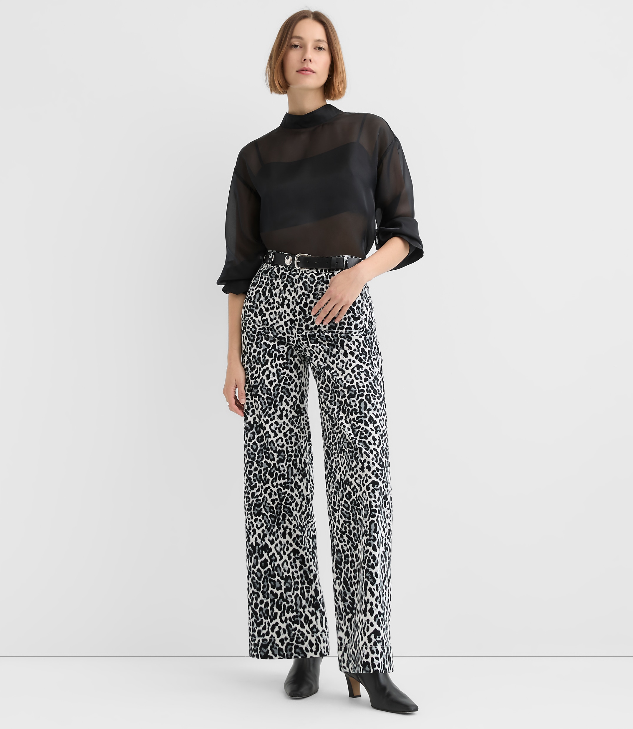 Palmer Wide Leg Pants in Leopard Print Velvet