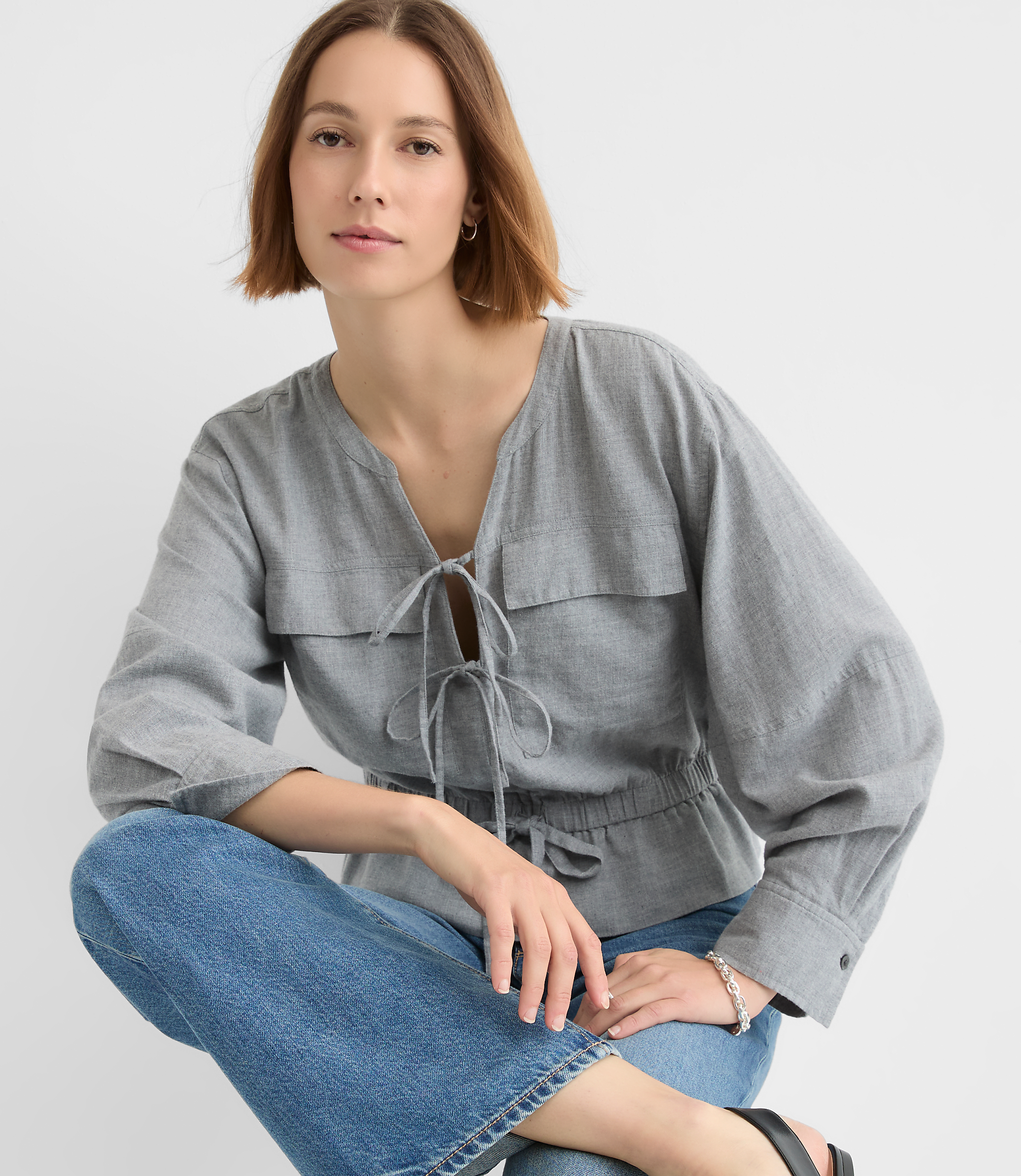 Twill Safari Peplum Top