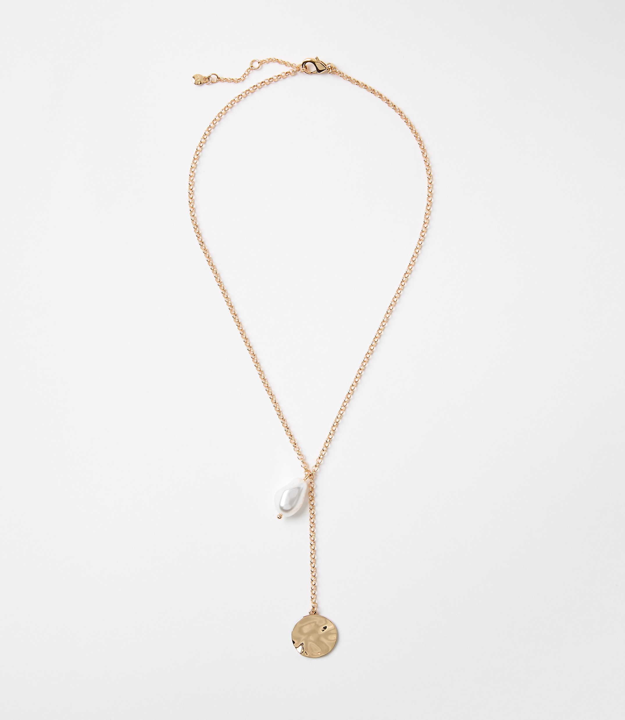 Pearlized Coin Y Necklace