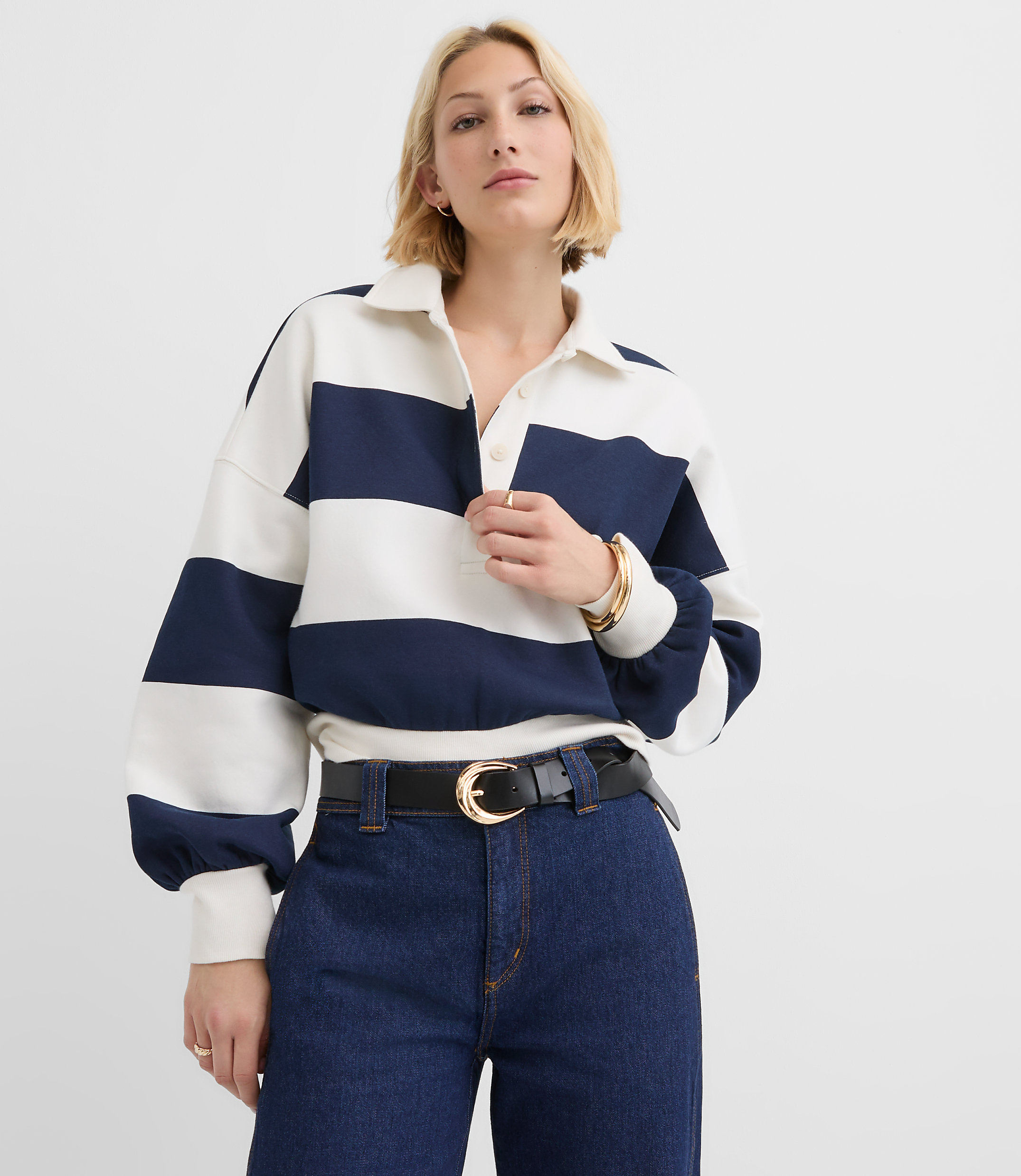 Rugby Stripe Polo Top