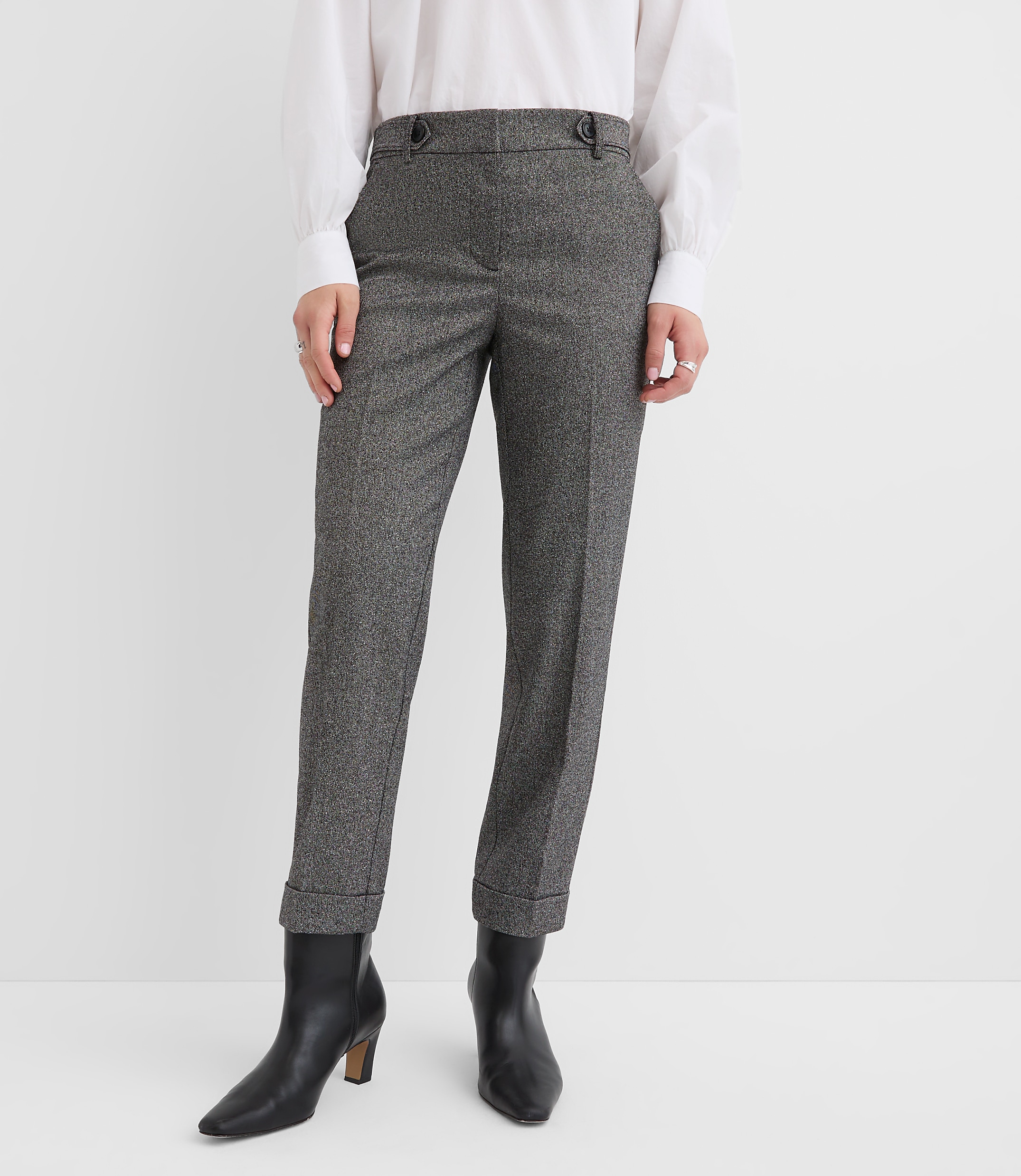 Curvy Cuffed Riviera Slim Pants in Twill