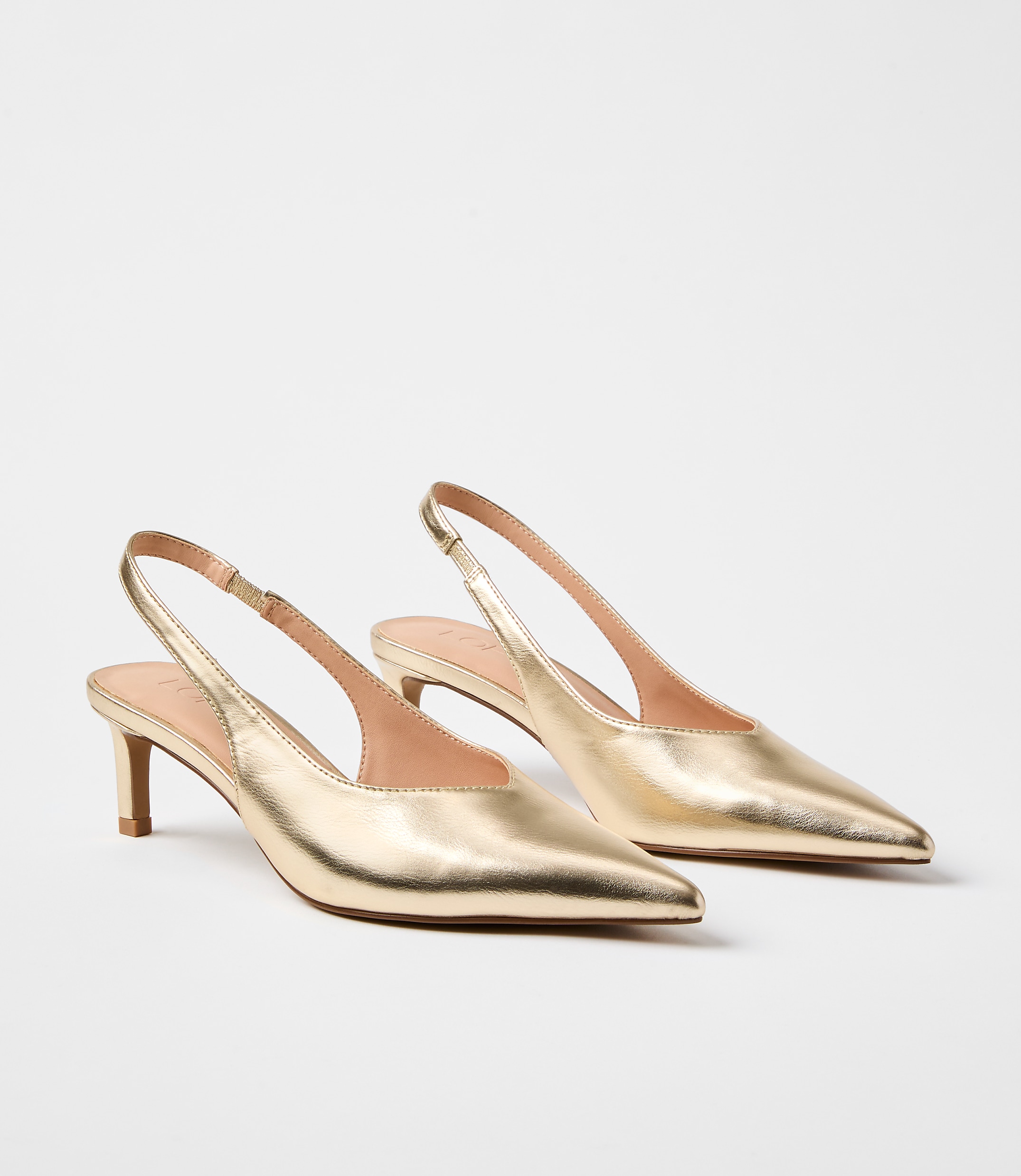 Metallic Slingback Kitten Heels