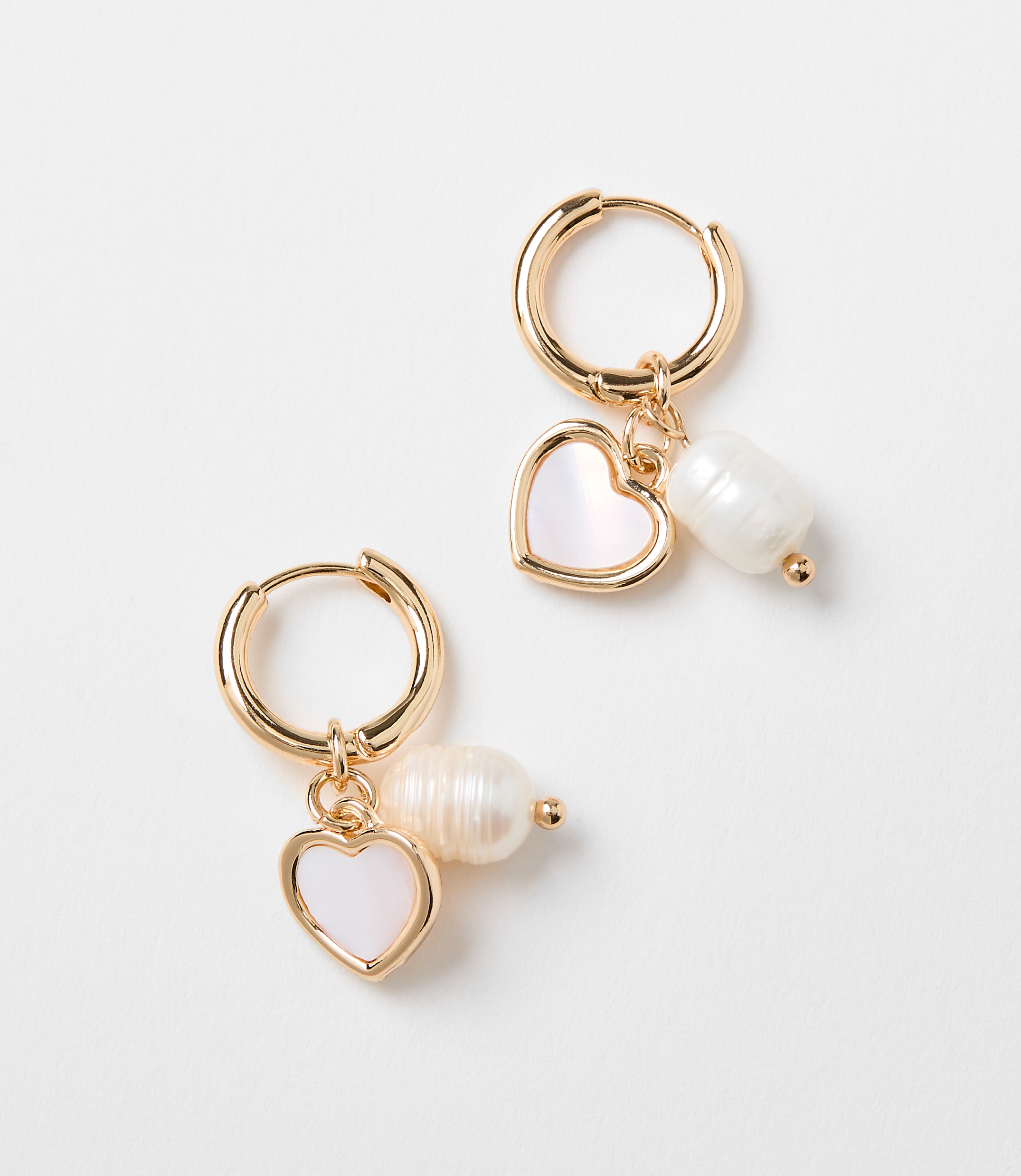 Pearlized Heart Cluster Hoop Earrings