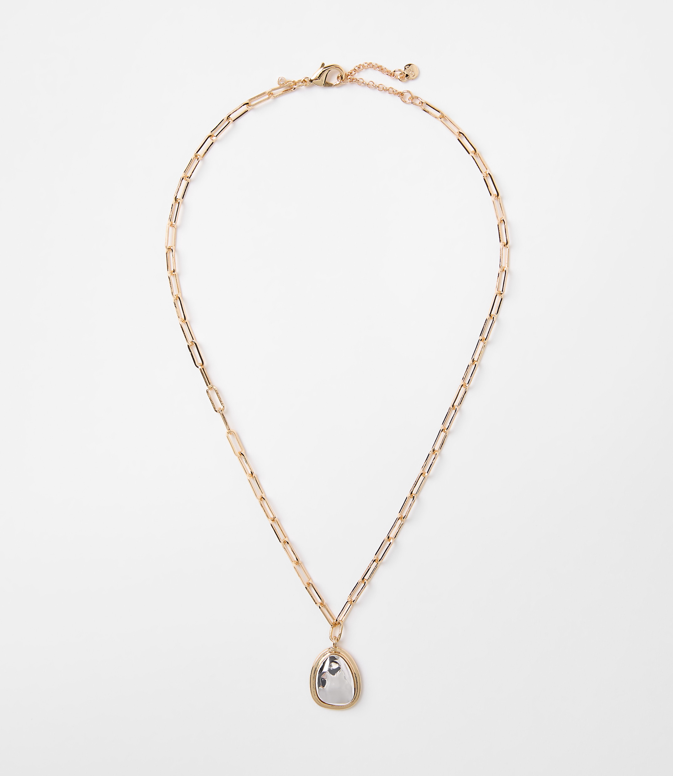 Mixed Metal Chunky Pendant Necklace