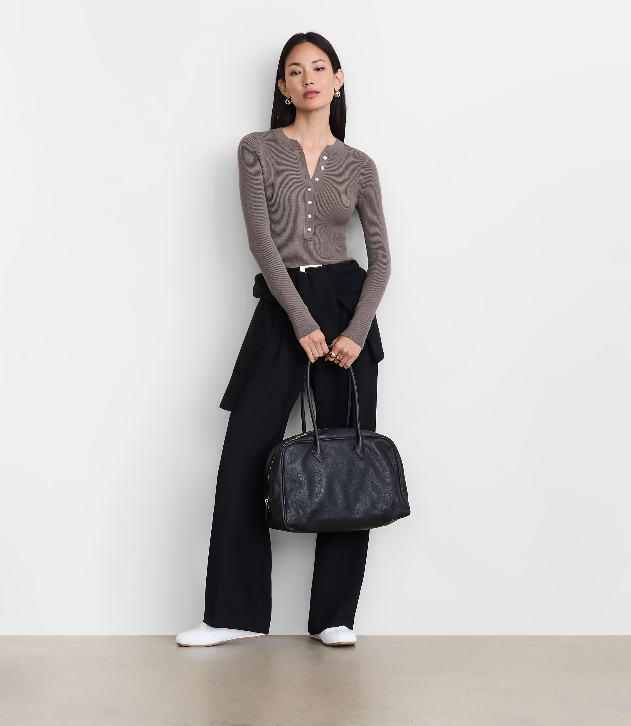 LOFT Versa Ribbed Henley Sweater