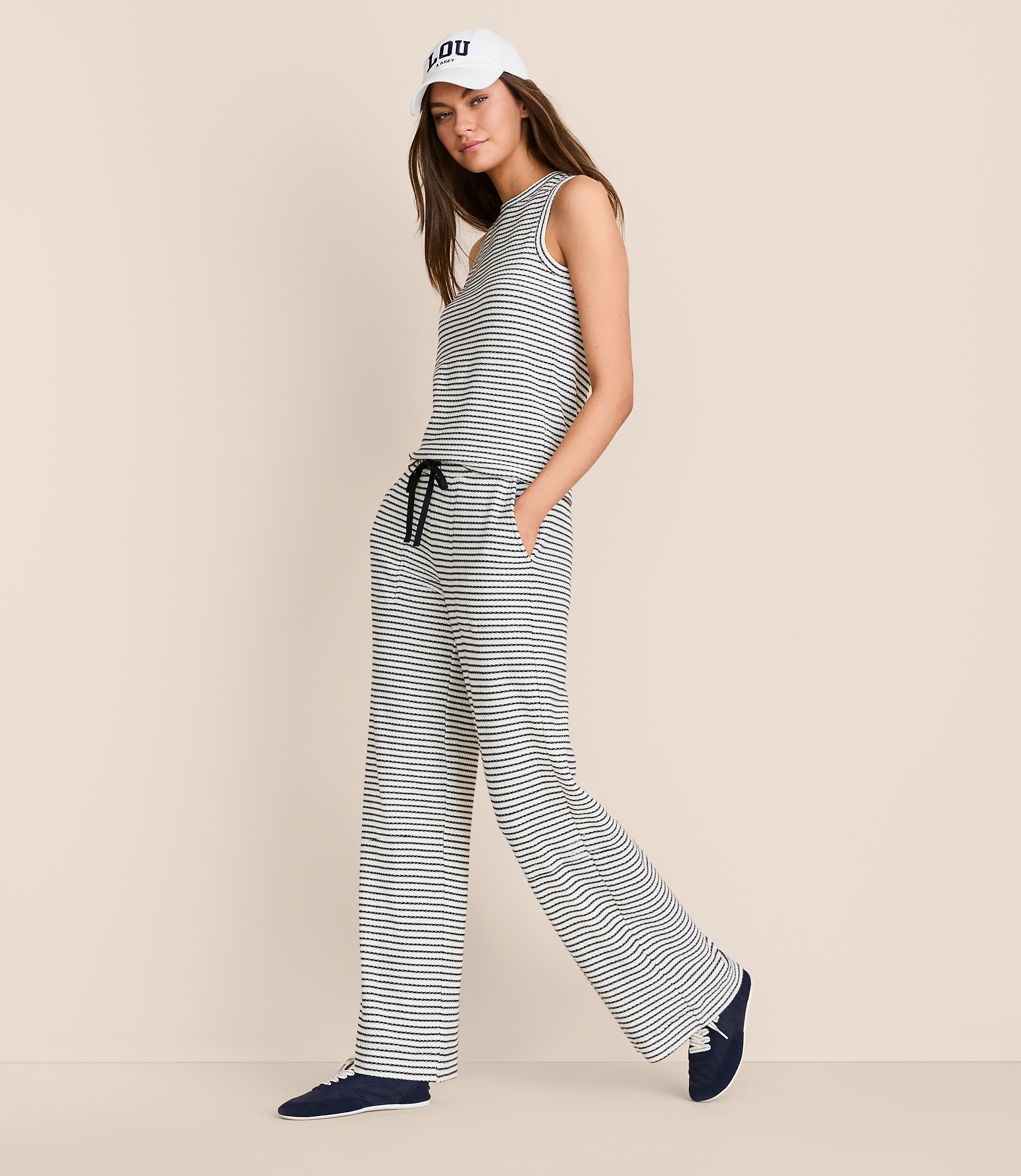 Lou & Grey Stripe Textured Wide Leg Pants