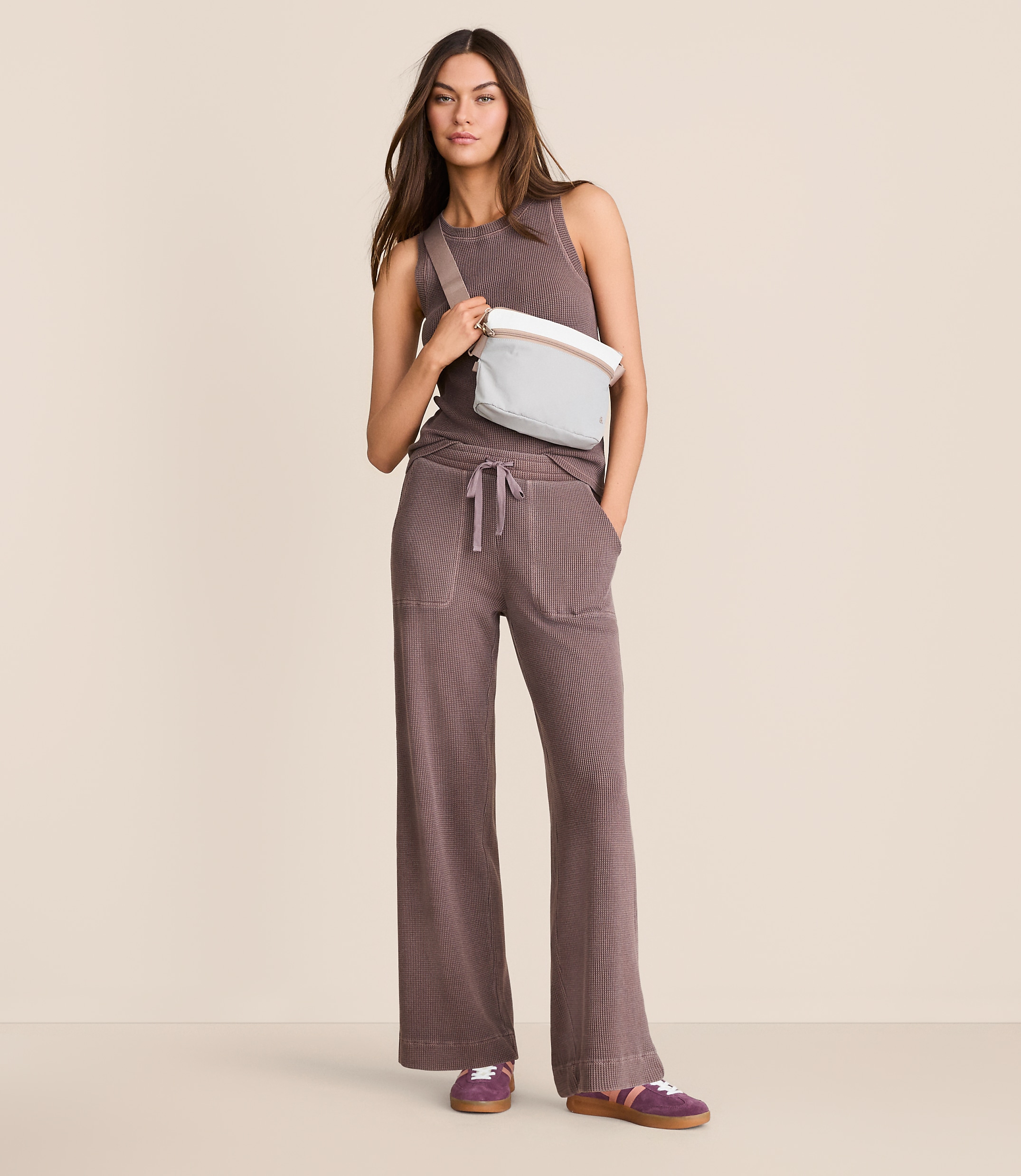 Lou & Grey Garment Dyed Waffle Wide Leg Pants