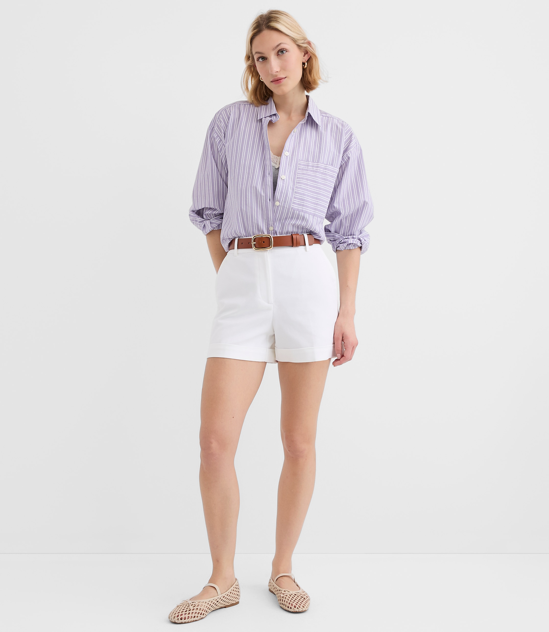 Cuffed Shorts in Doubleweave