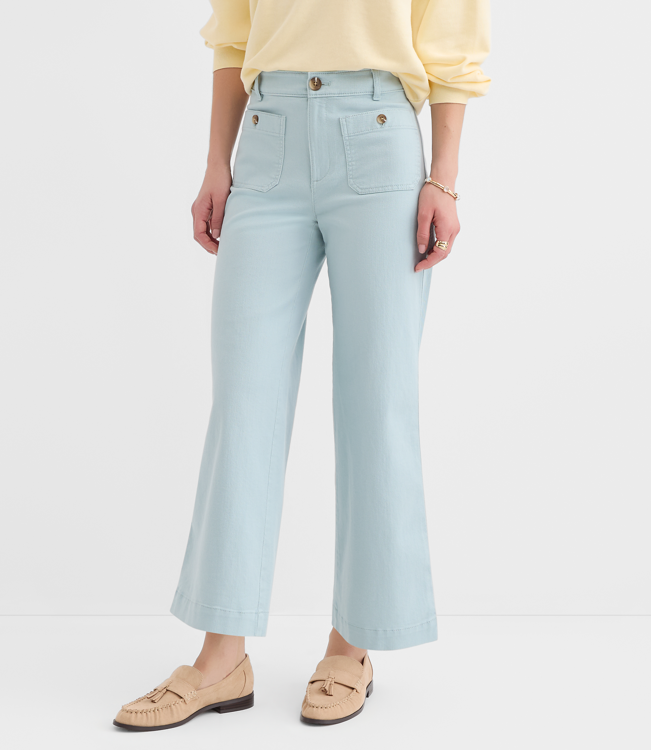 Curvy Palmer Wide Leg Crop Pants in Twill