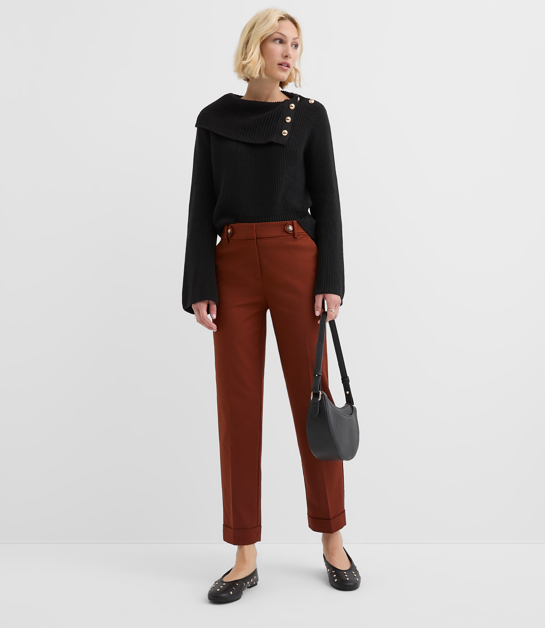 Petite Cuffed Riviera Slim Pants in Doubleweave